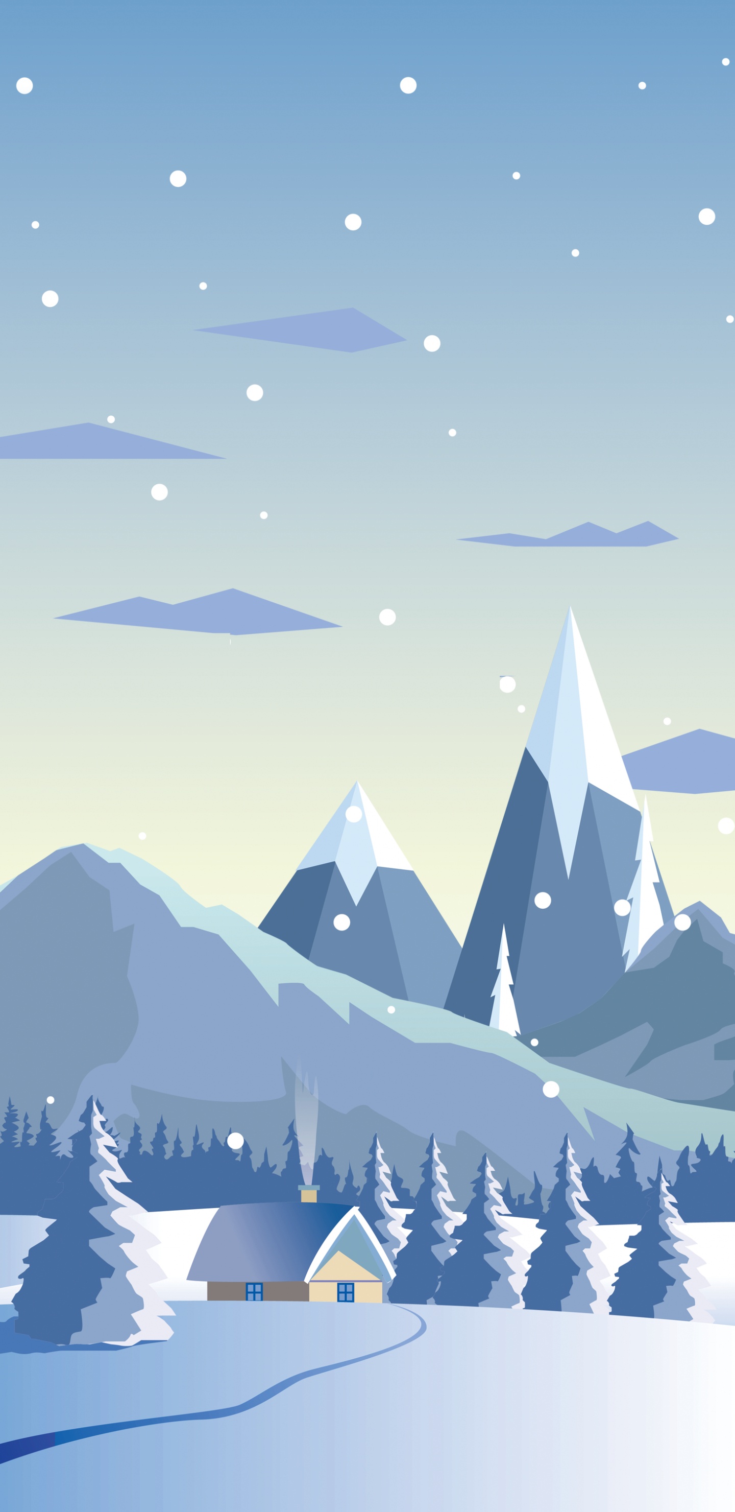 Обои снег, минимализм, гидроресурсы, экорегион, природа в разрешении 1440x2960