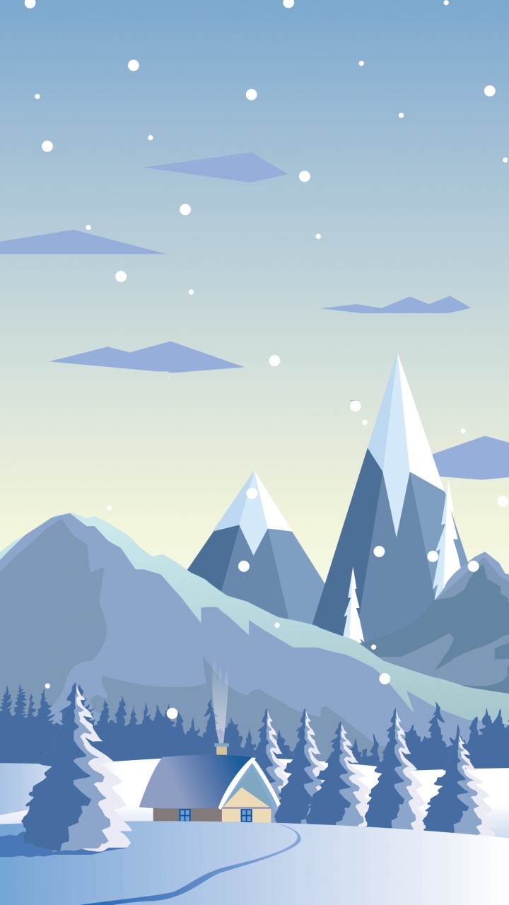 Обои снег, минимализм, гидроресурсы, экорегион, природа в разрешении 720x1280