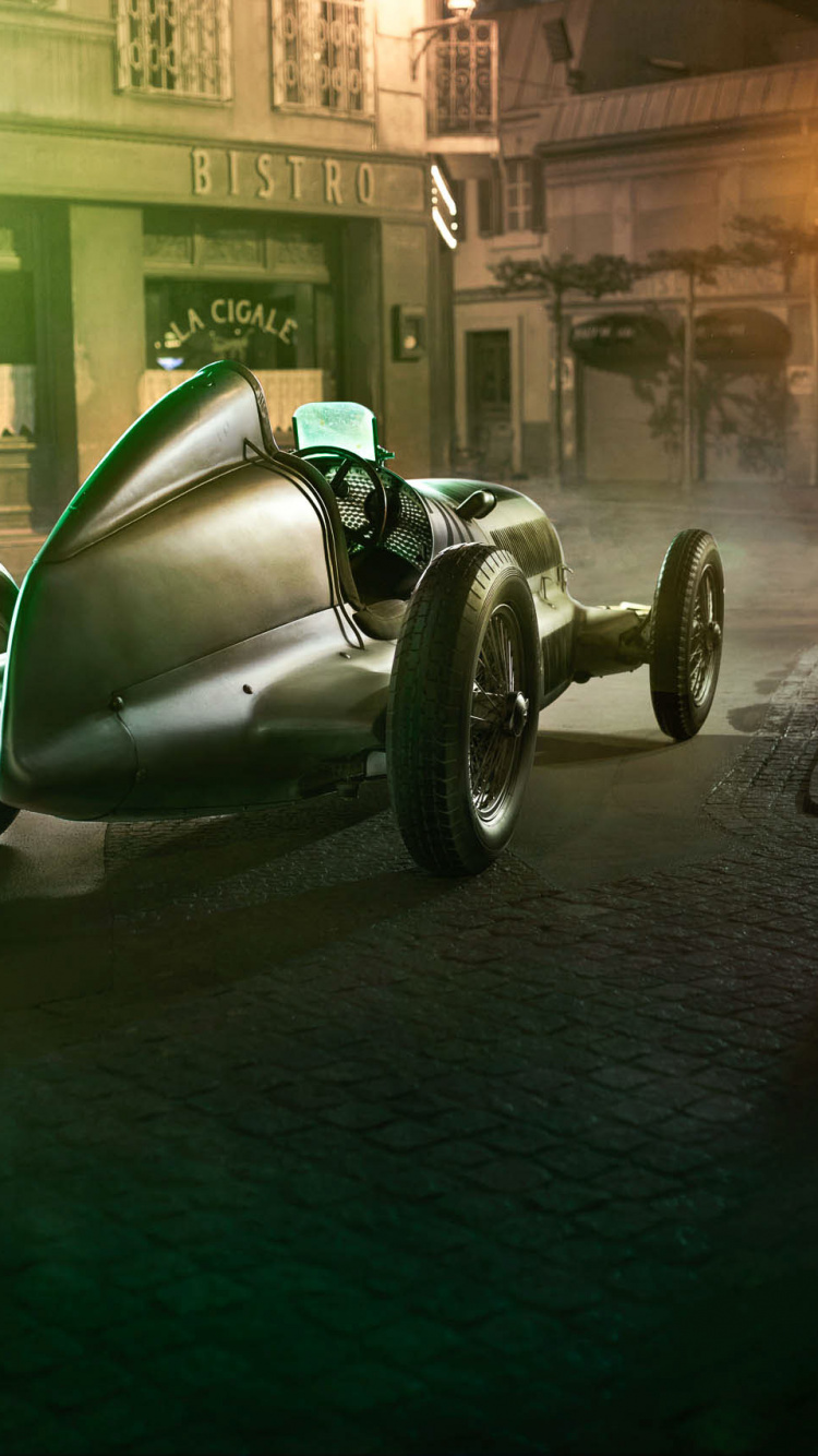 Обои отражение, авто, Мерседес-Benz W25, ночь, mercedes benz в разрешении 750x1334