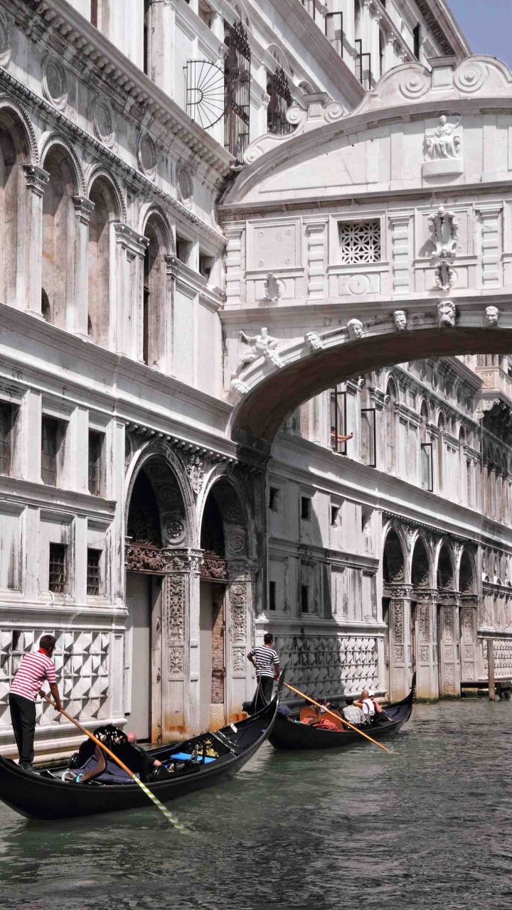Обои Мост Вздохов, гондола, город, рыночная площадь, средневековая архитектура в разрешении 720x1280