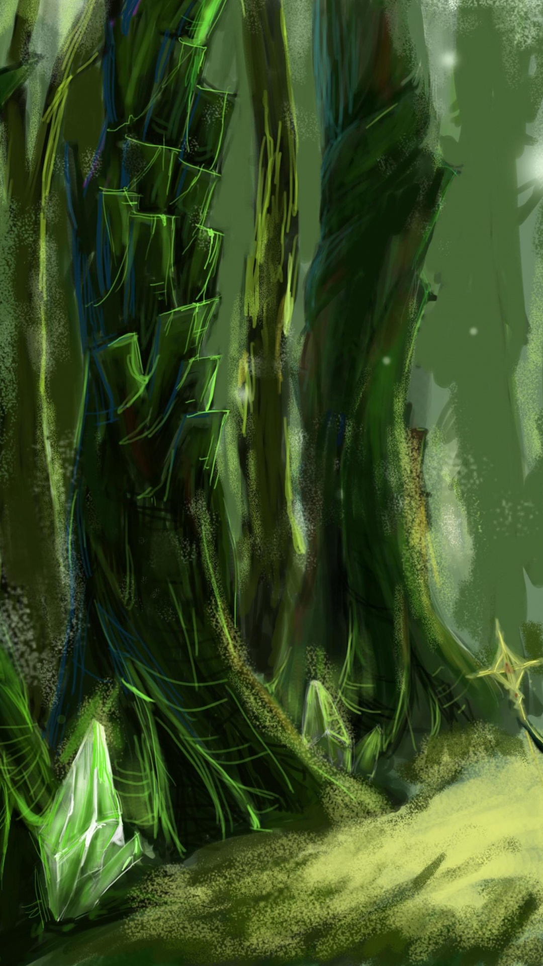 Обои зеленый, лес, дерево, джунгли, растение в разрешении 1080x1920