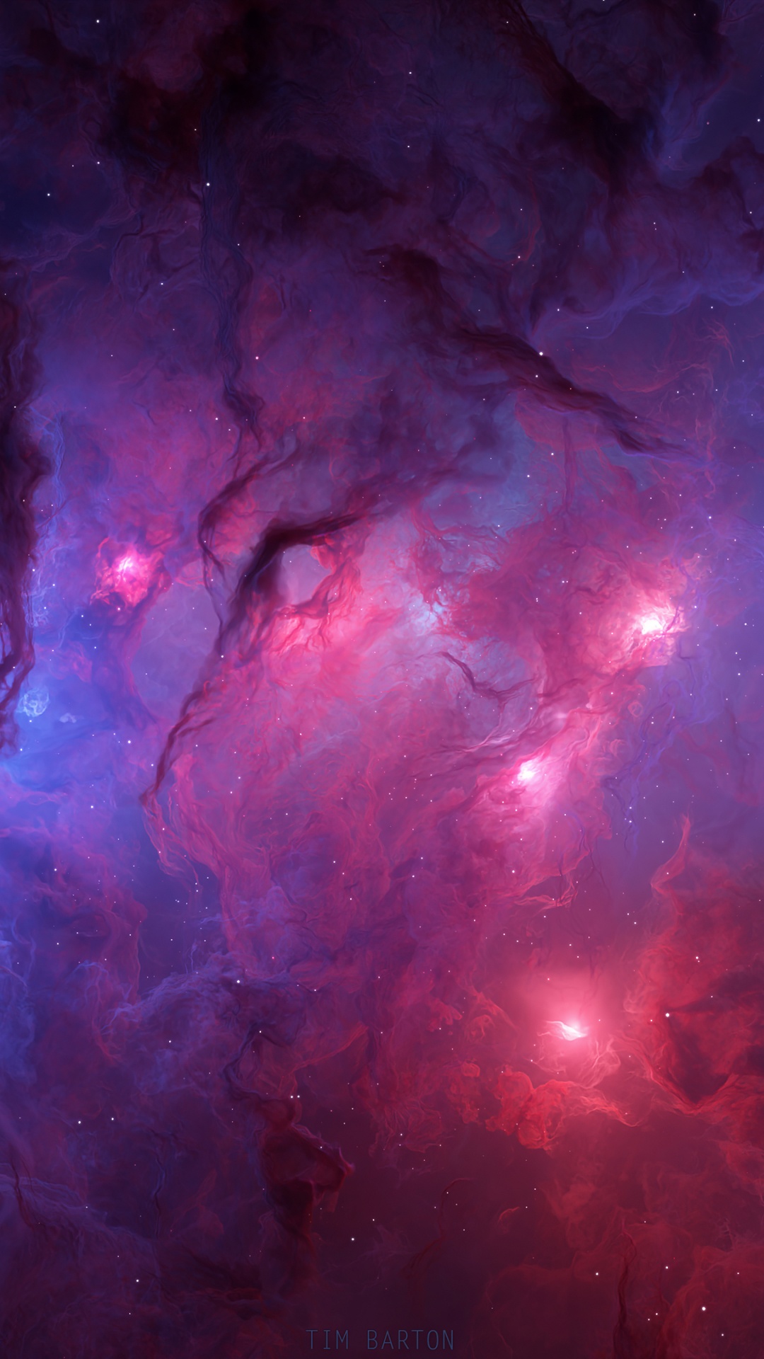 Обои цифровое искусство, атмосфера, пурпур, розовый, вода в разрешении 1080x1920