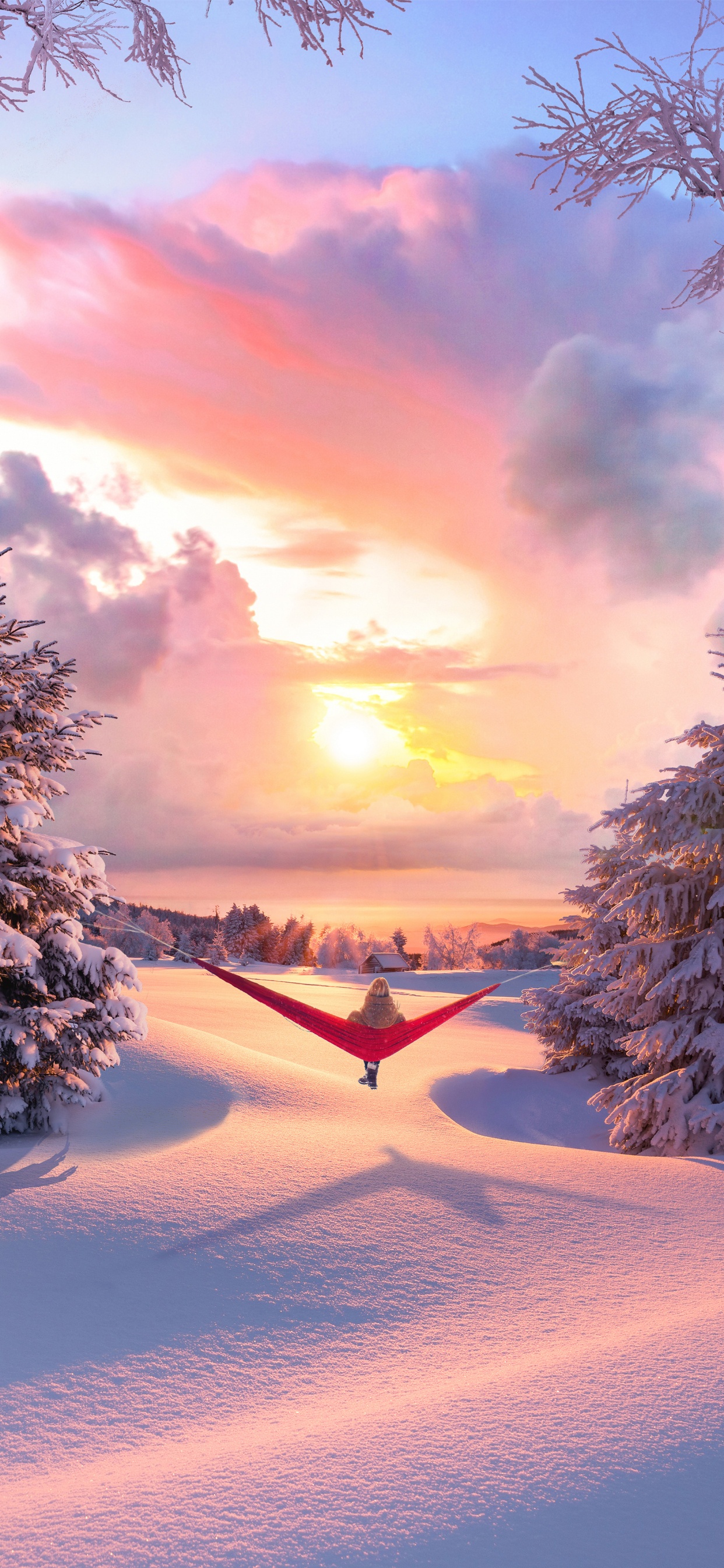 Обои эстетическое зима, эстетика, зима, снег, облако в разрешении 1242x2688