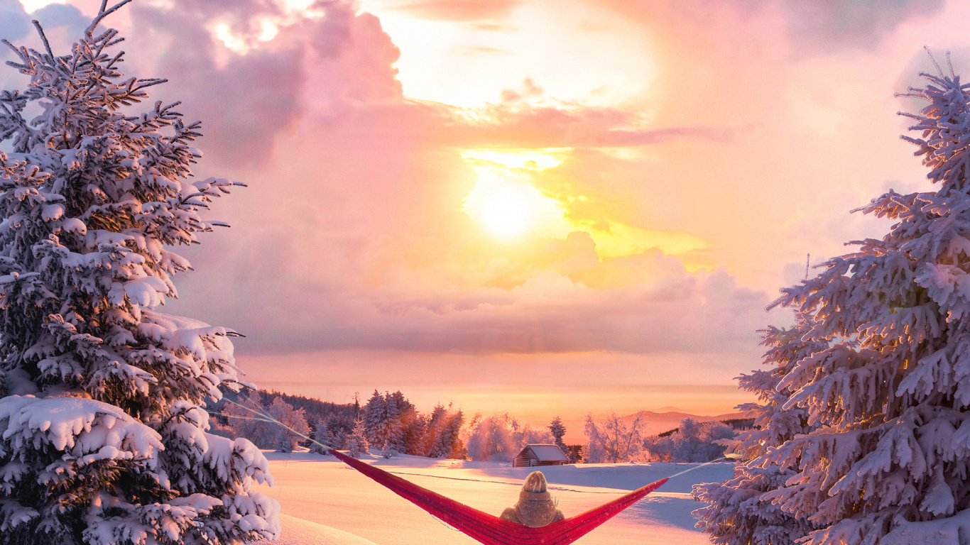 Обои эстетическое зима, эстетика, зима, снег, облако в разрешении 1366x768