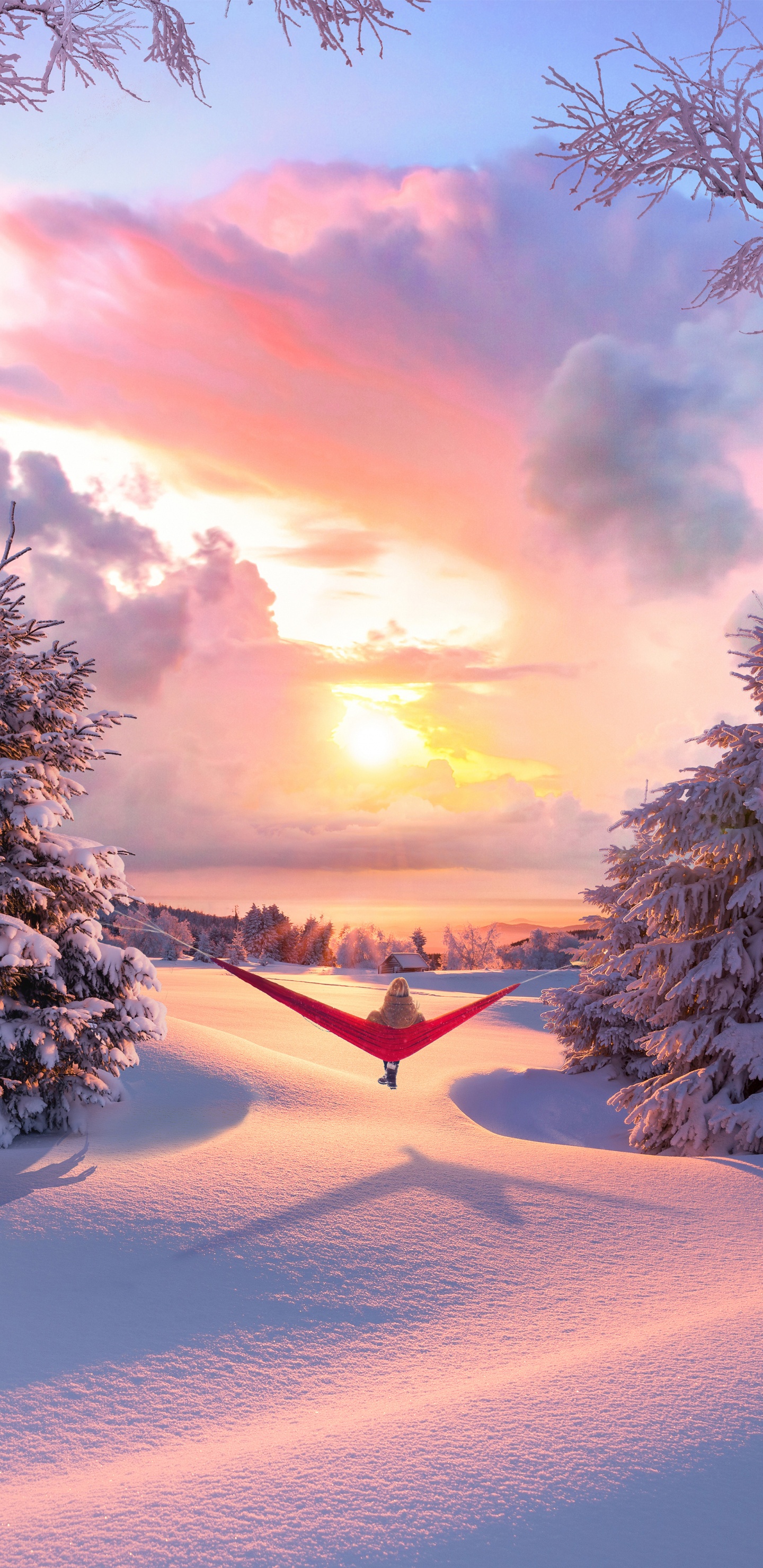 Обои эстетическое зима, эстетика, зима, снег, облако в разрешении 1440x2960