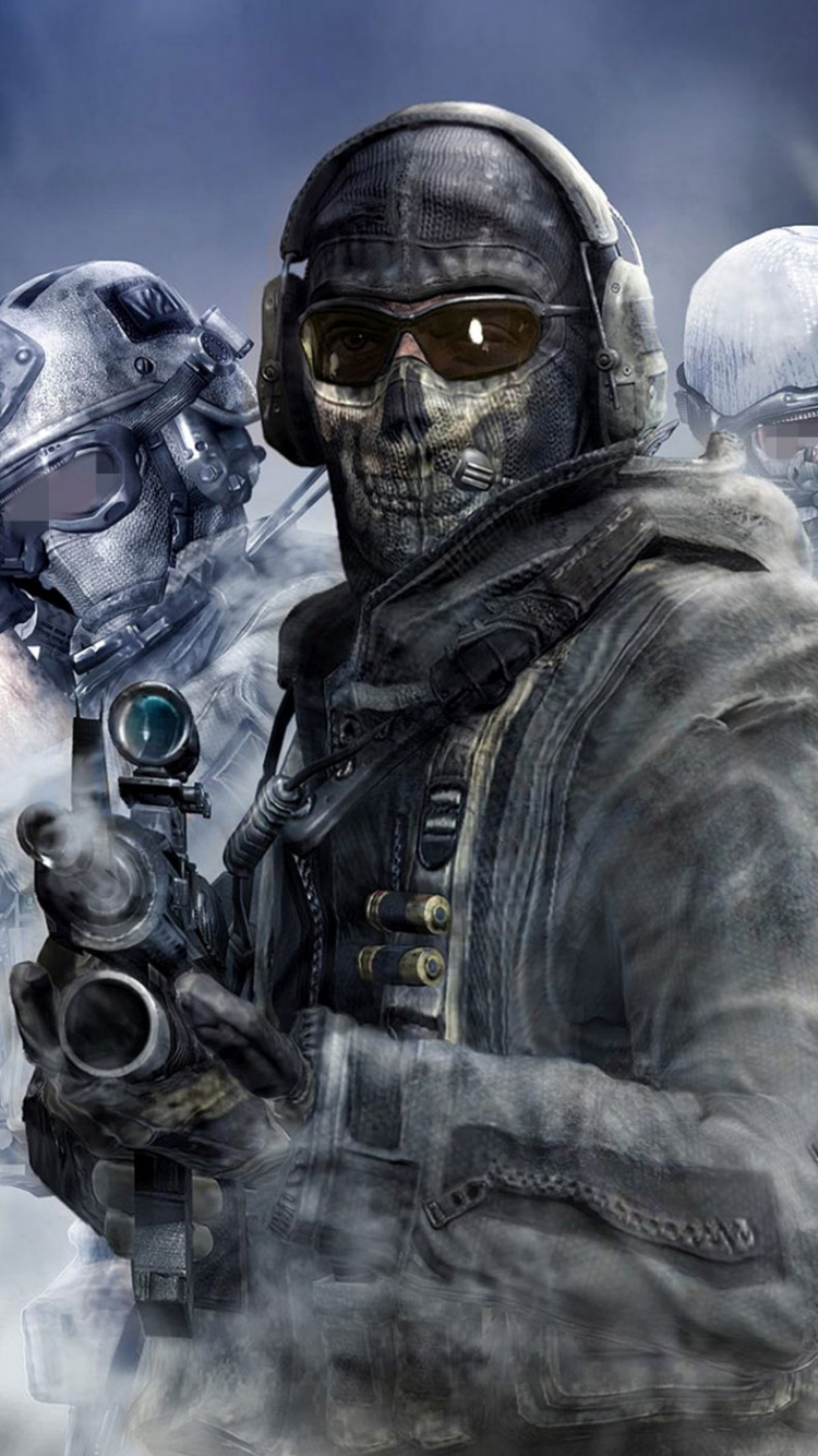 Обои call of duty ghosts, call of duty modern warfare 2, call of duty black ops, call of duty, солдат в разрешении 750x1334