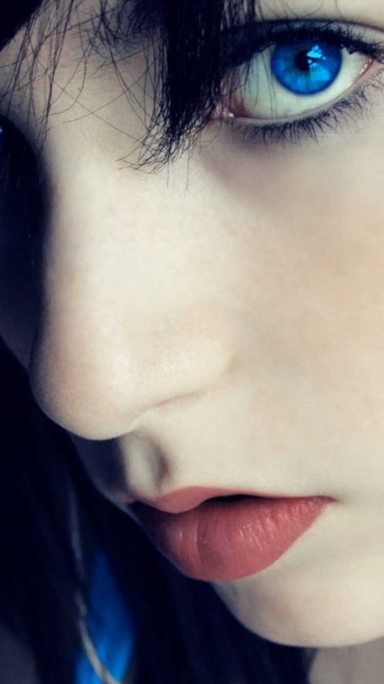 Обои лицо, синий, бровь, губа, нос в разрешении 750x1334