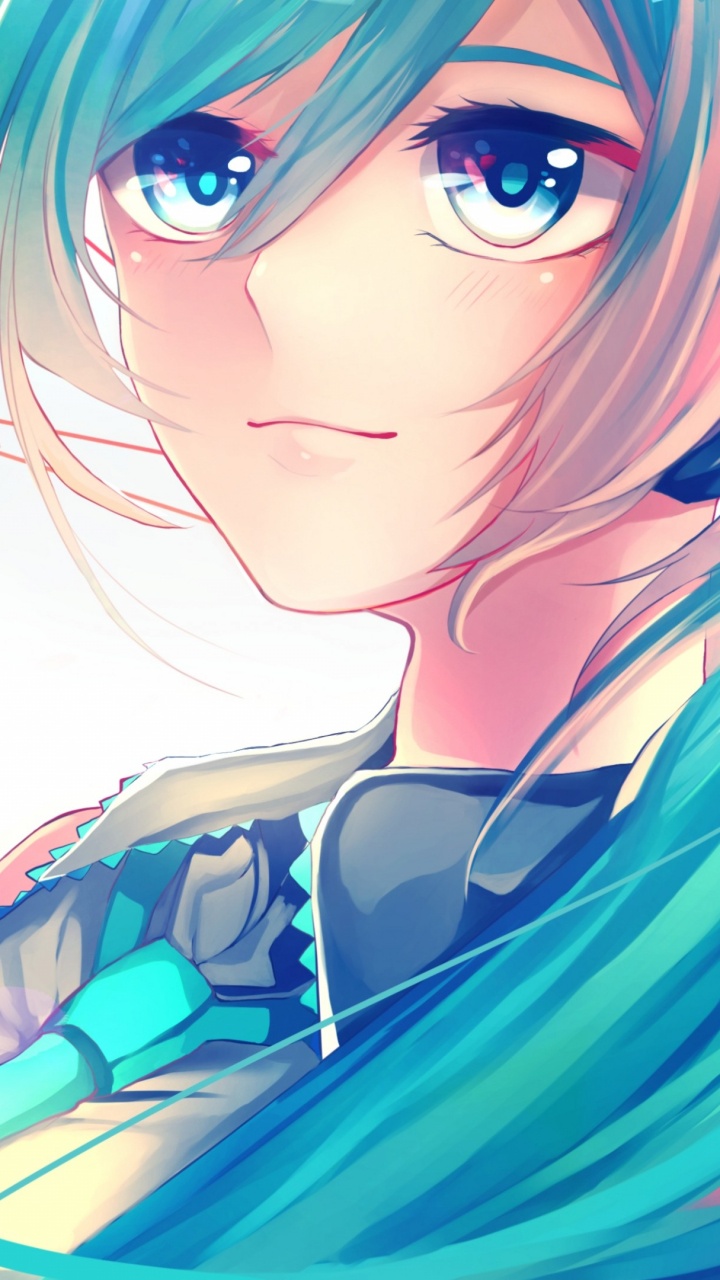 Обои аниме, вокалоид, Хацунэ Мику, мультфильм, длинные волосы в разрешении 720x1280