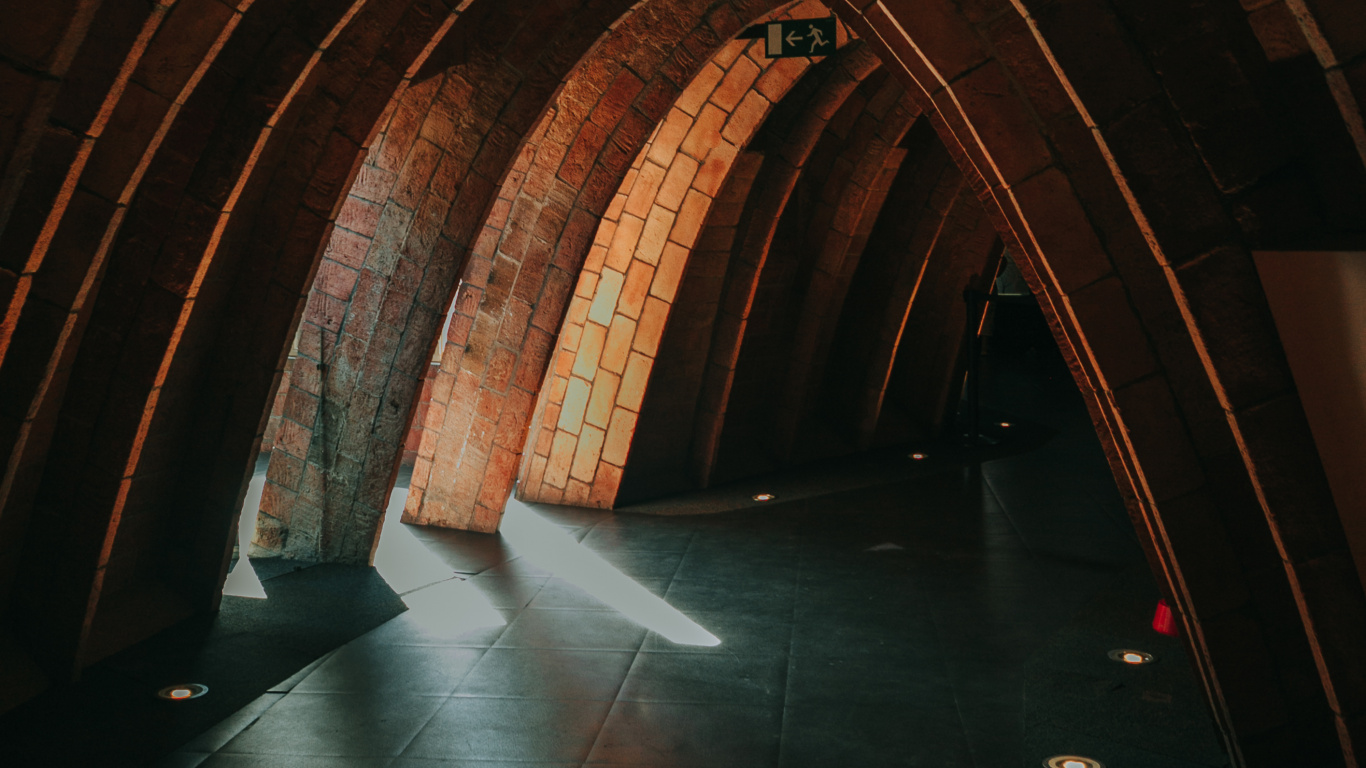 Обои архитектура, арка, здание, свет, туннель в разрешении 1366x768