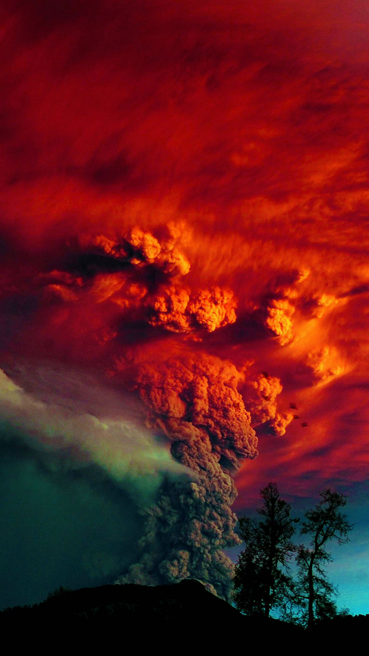 Обои вулкан, вулканический пепел, природа, облако, типы вулканических извержений в разрешении 750x1334