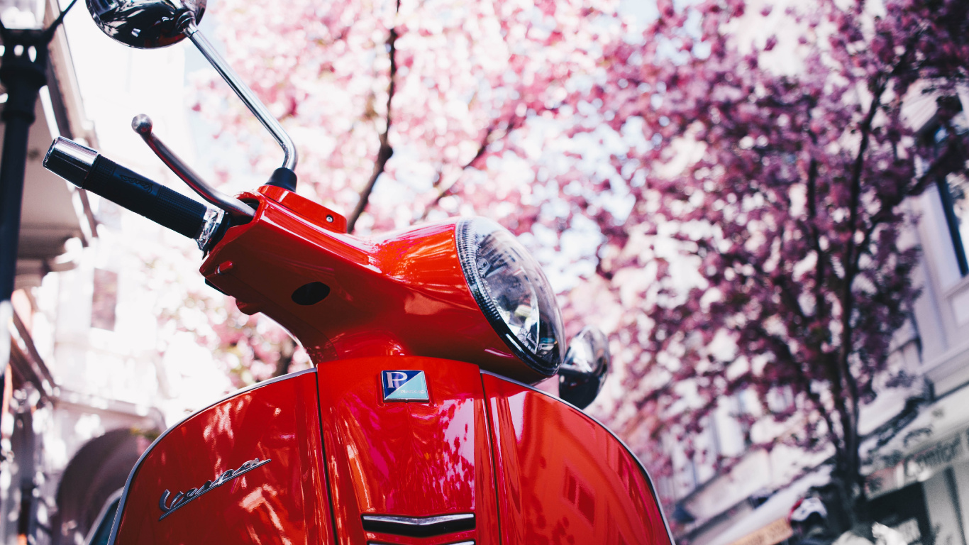 Обои Веспа SXL по 150, Веспа, Скутер, мотоцикл, красный цвет в разрешении 1366x768