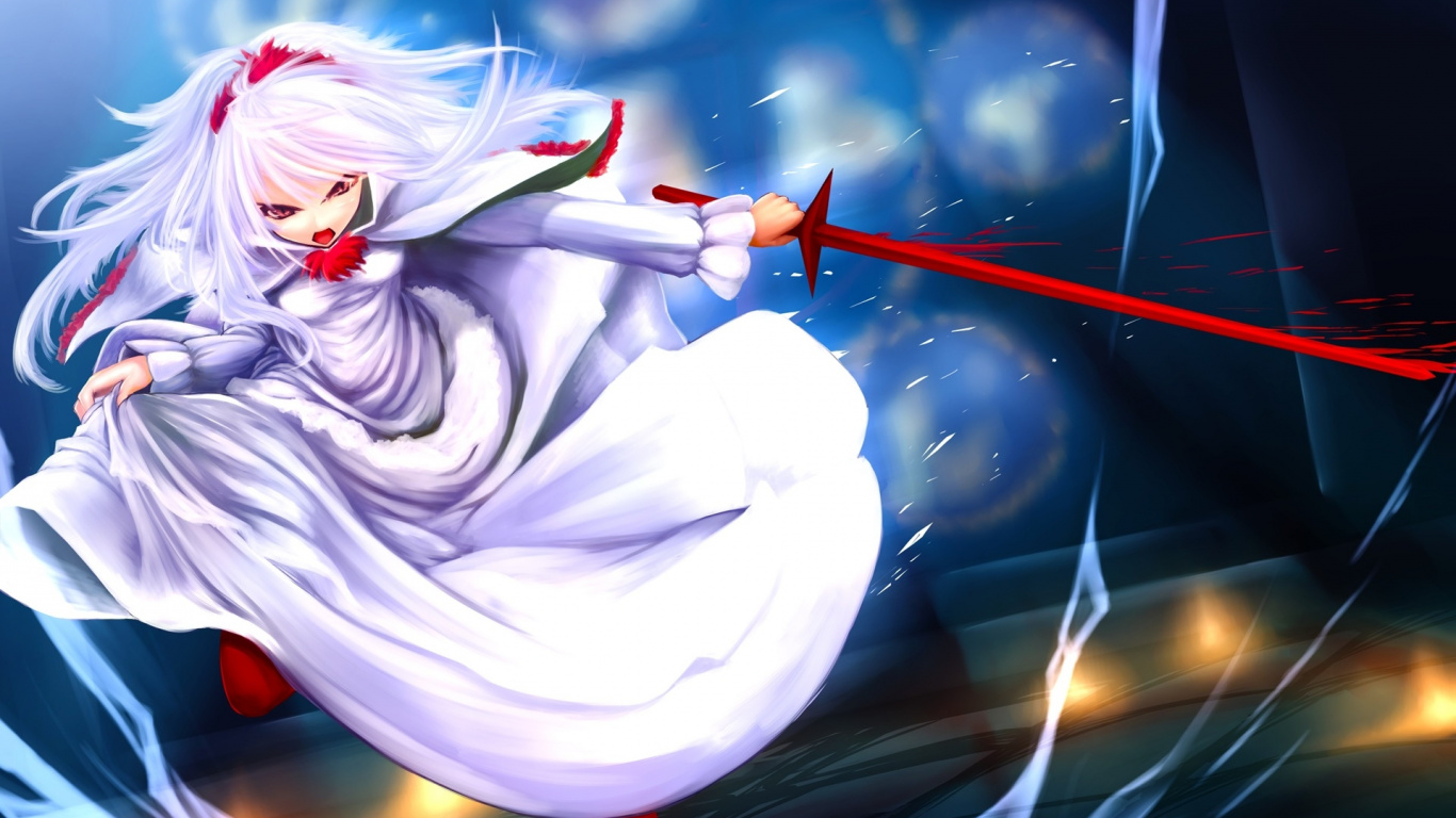 Обои аниме, иллюстрация, меч, арт, вымышленный персонаж в разрешении 1366x768