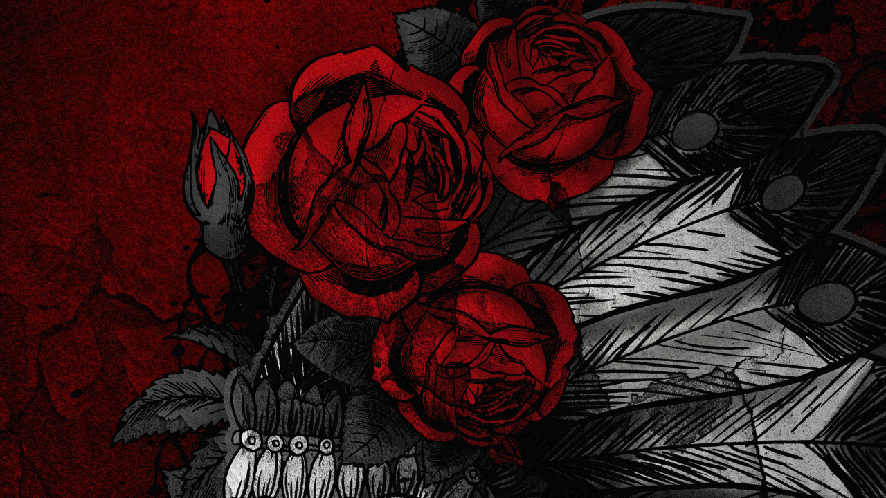 Обои сад роз, визуальное искусство, иллюстрация, арт, рисование в разрешении 1280x720