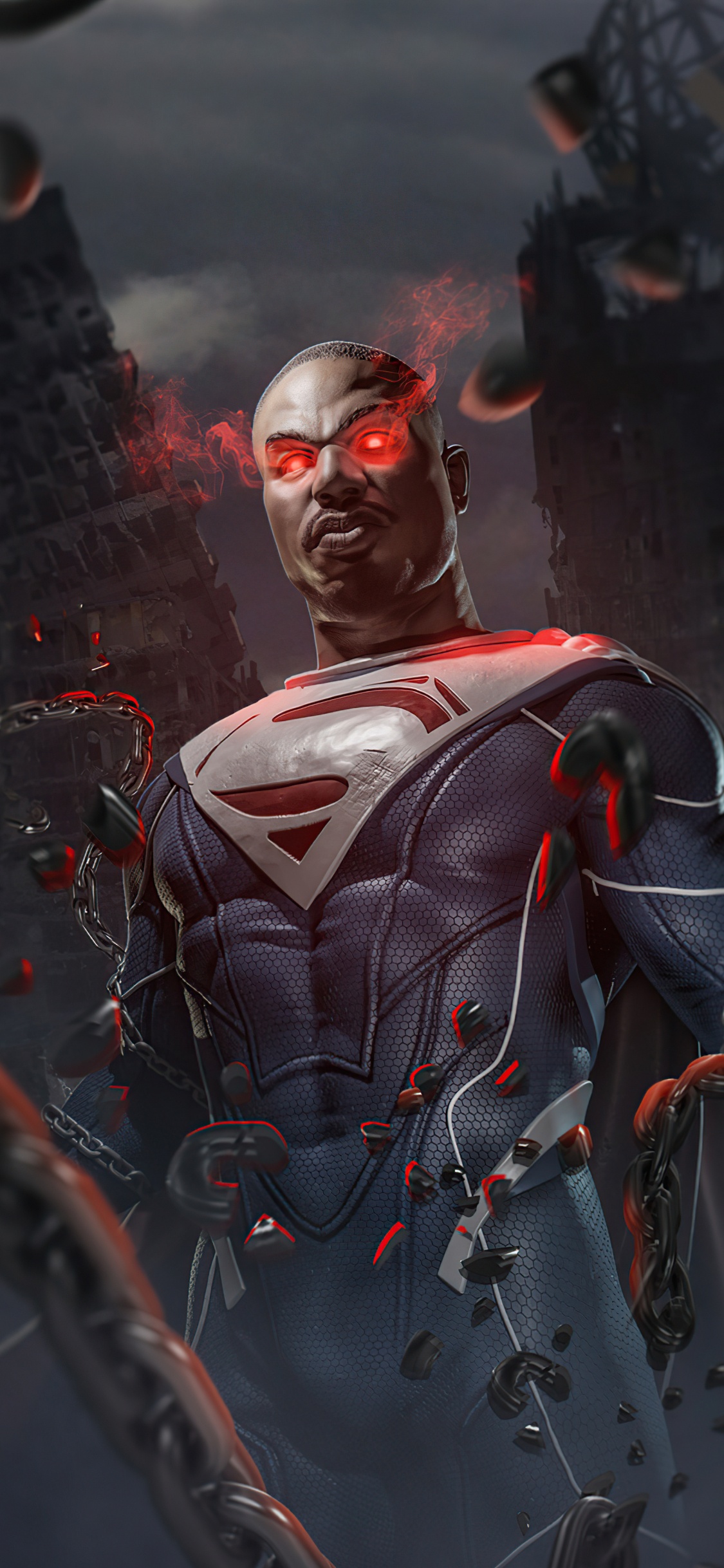 Обои Майкл Би Джордан Супермен, Супермен, Генерал Зод, Injustice 2, супергерой в разрешении 1125x2436