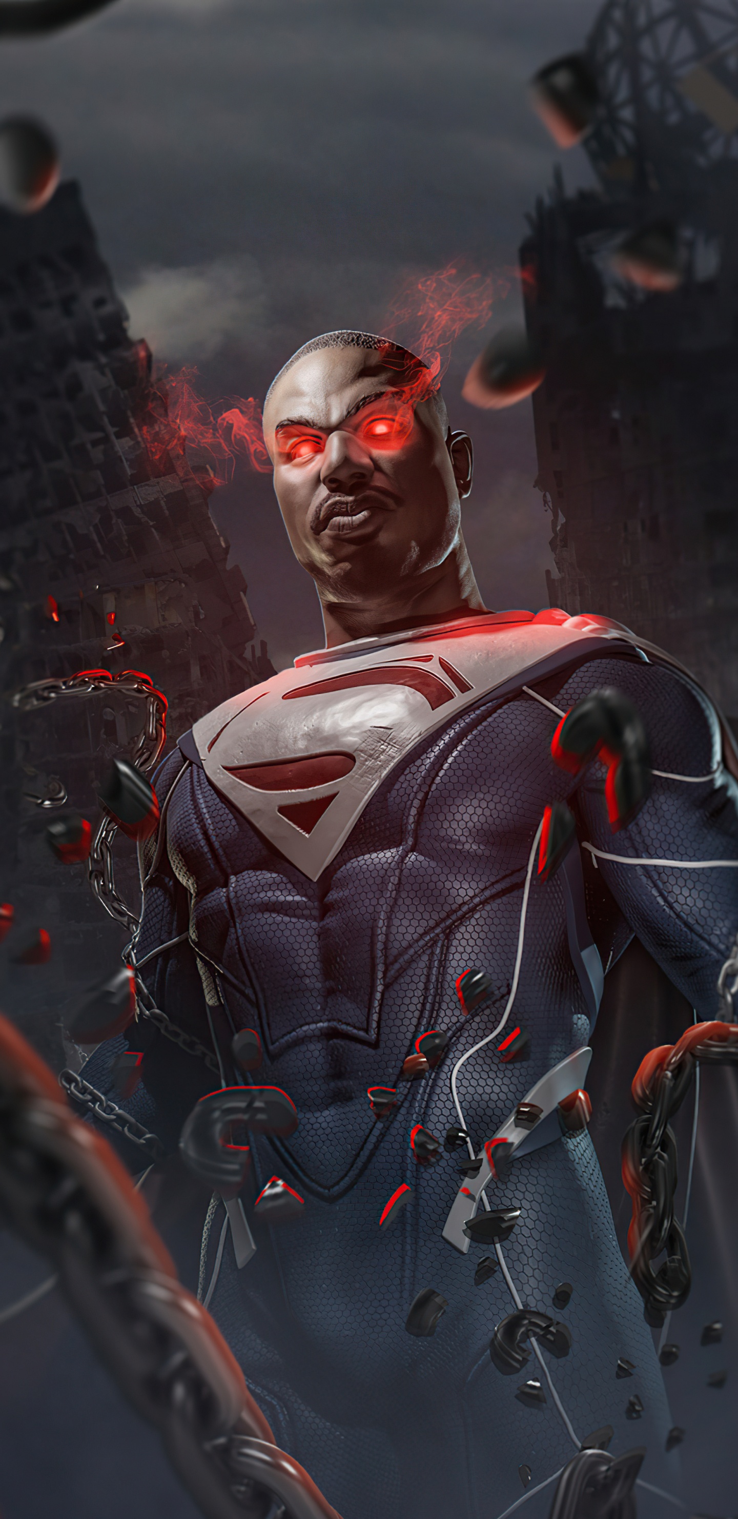 Обои Майкл Би Джордан Супермен, Супермен, Генерал Зод, Injustice 2, супергерой в разрешении 1440x2960