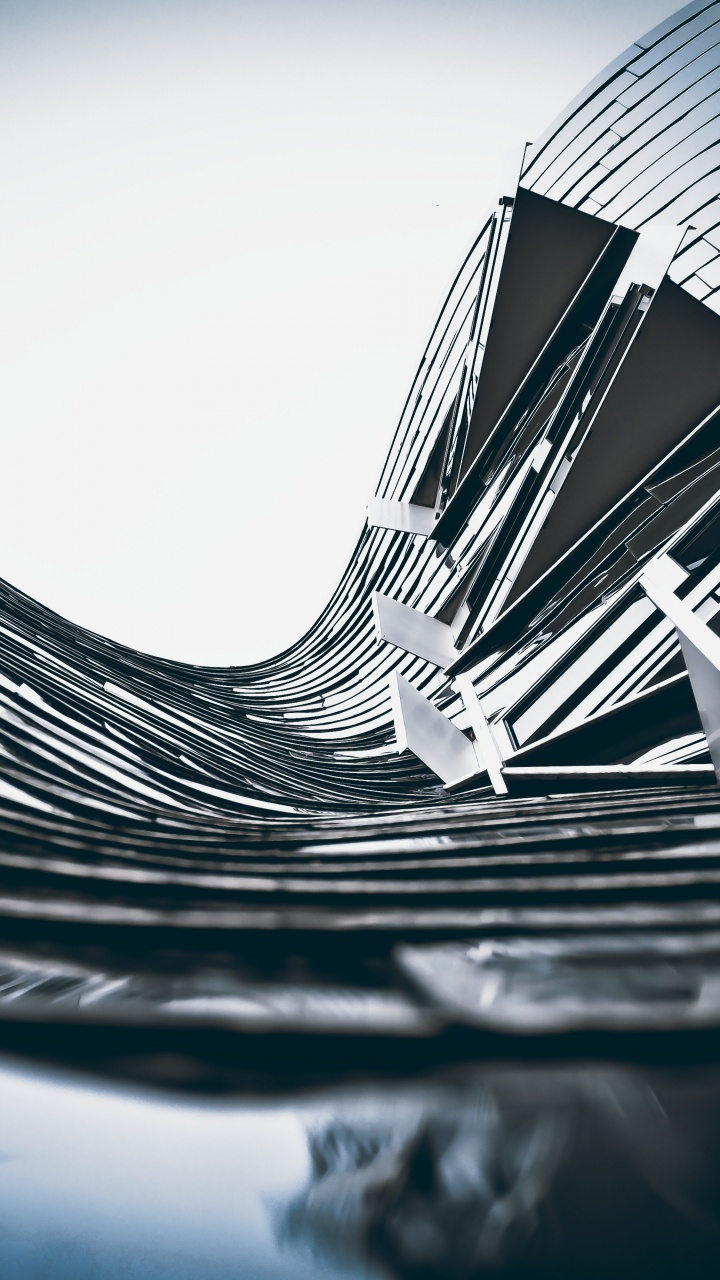 Обои небоскреб, современная архитектура, вода, архитектура, монохромный в разрешении 720x1280