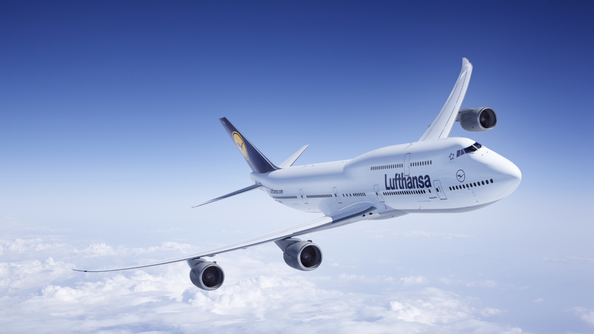 Обои самолет, полет, воздушное путешествие, авиакомпания, Люфтганза в разрешении 1920x1080