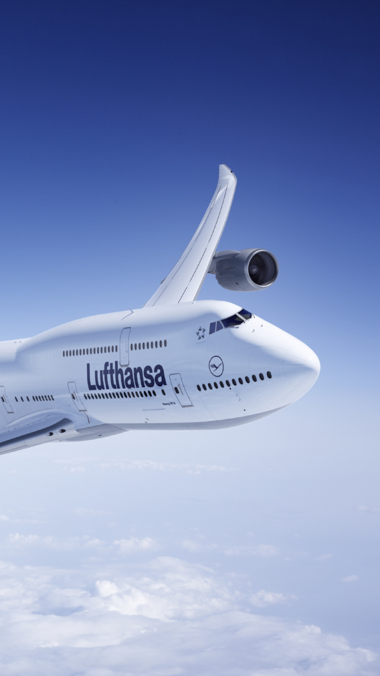 Обои самолет, полет, воздушное путешествие, авиакомпания, Люфтганза в разрешении 750x1334