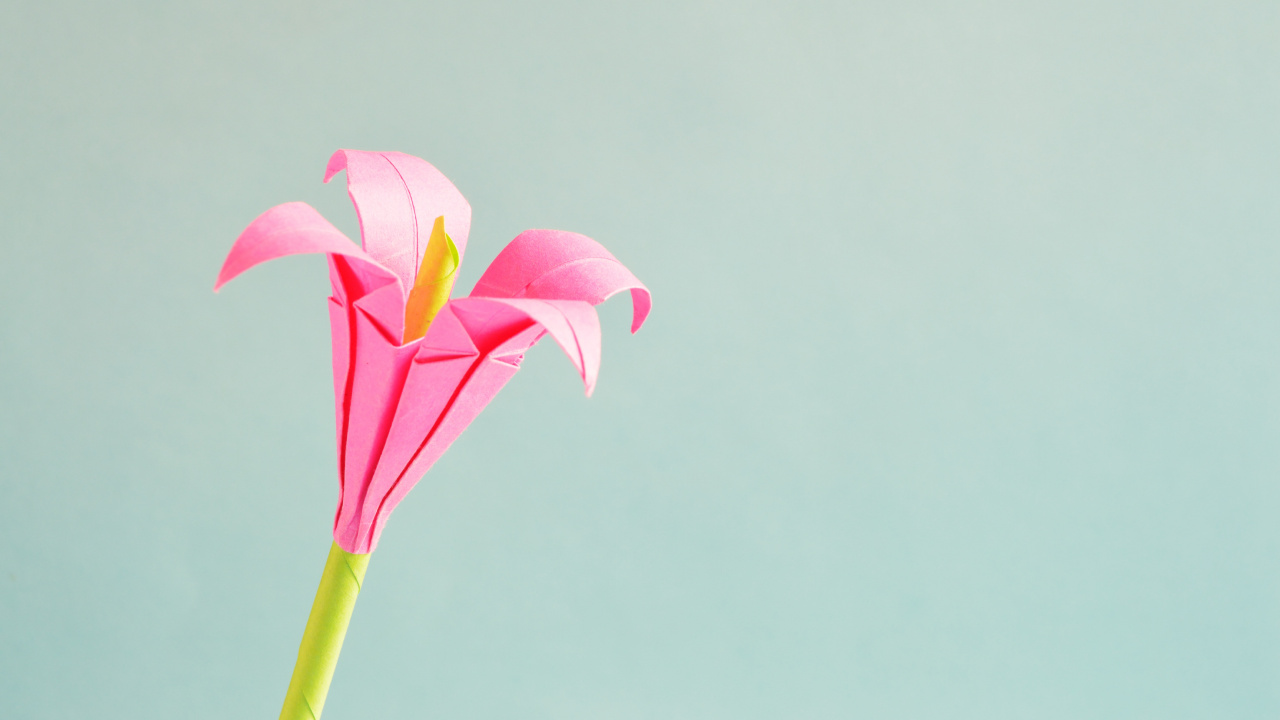 Обои оригами, оригами бумаги, ремесло, цветок, розовый в разрешении 1280x720