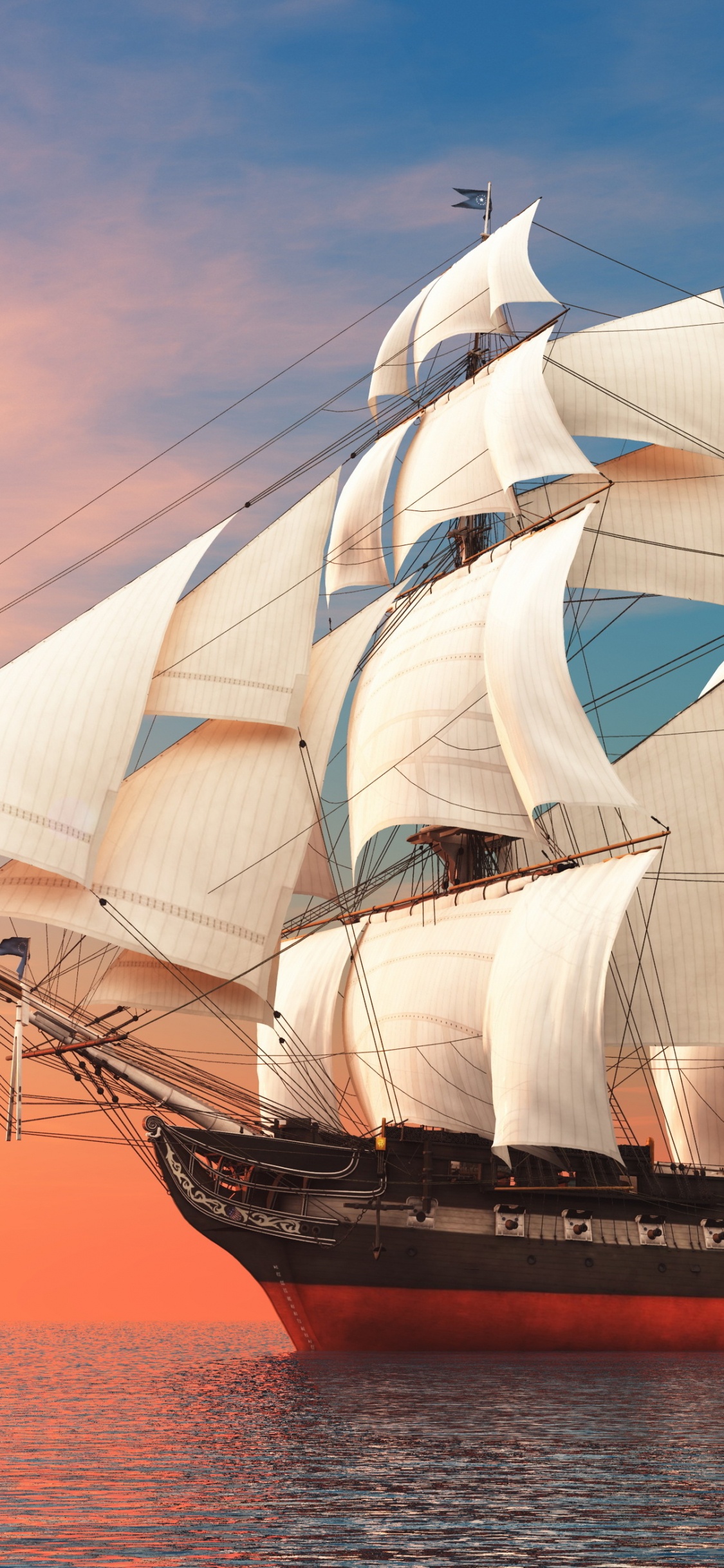 Обои парусник, корабль, лодка, высокий корабль, баркентины в разрешении 1125x2436