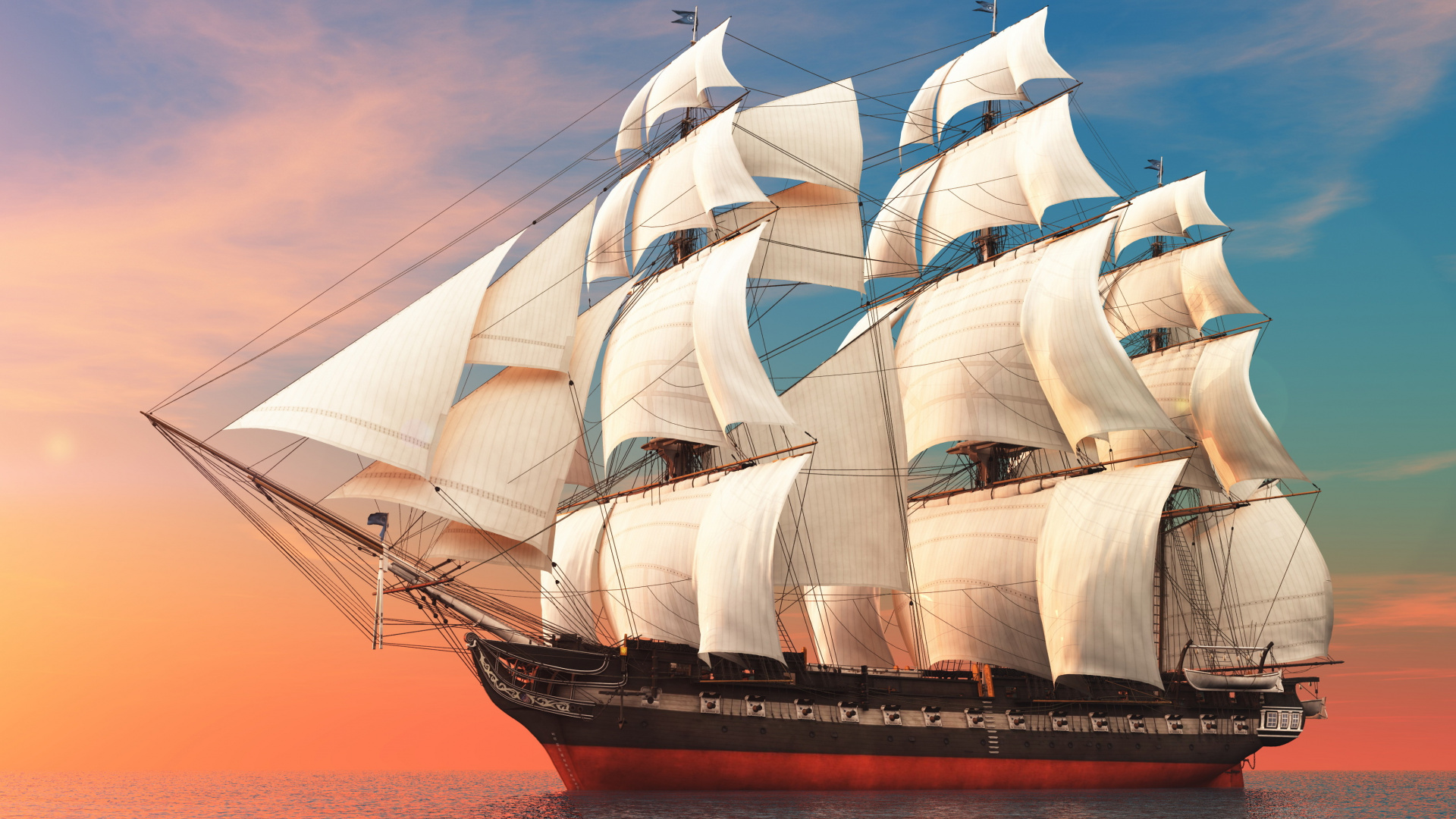 Обои парусник, корабль, лодка, высокий корабль, баркентины в разрешении 1920x1080