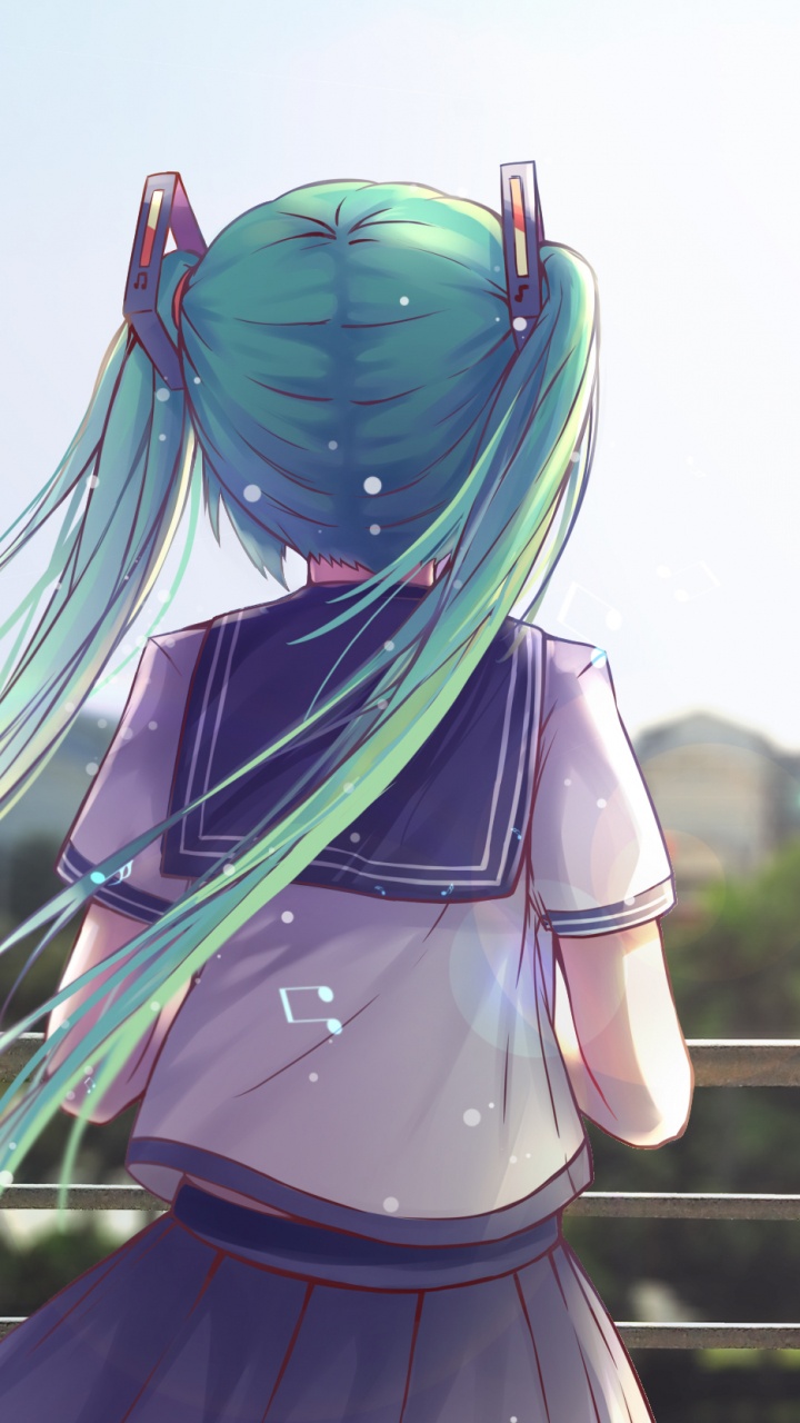 Обои Хацунэ Мику, вокалоид, Мику, длинные волосы, костюм в разрешении 720x1280