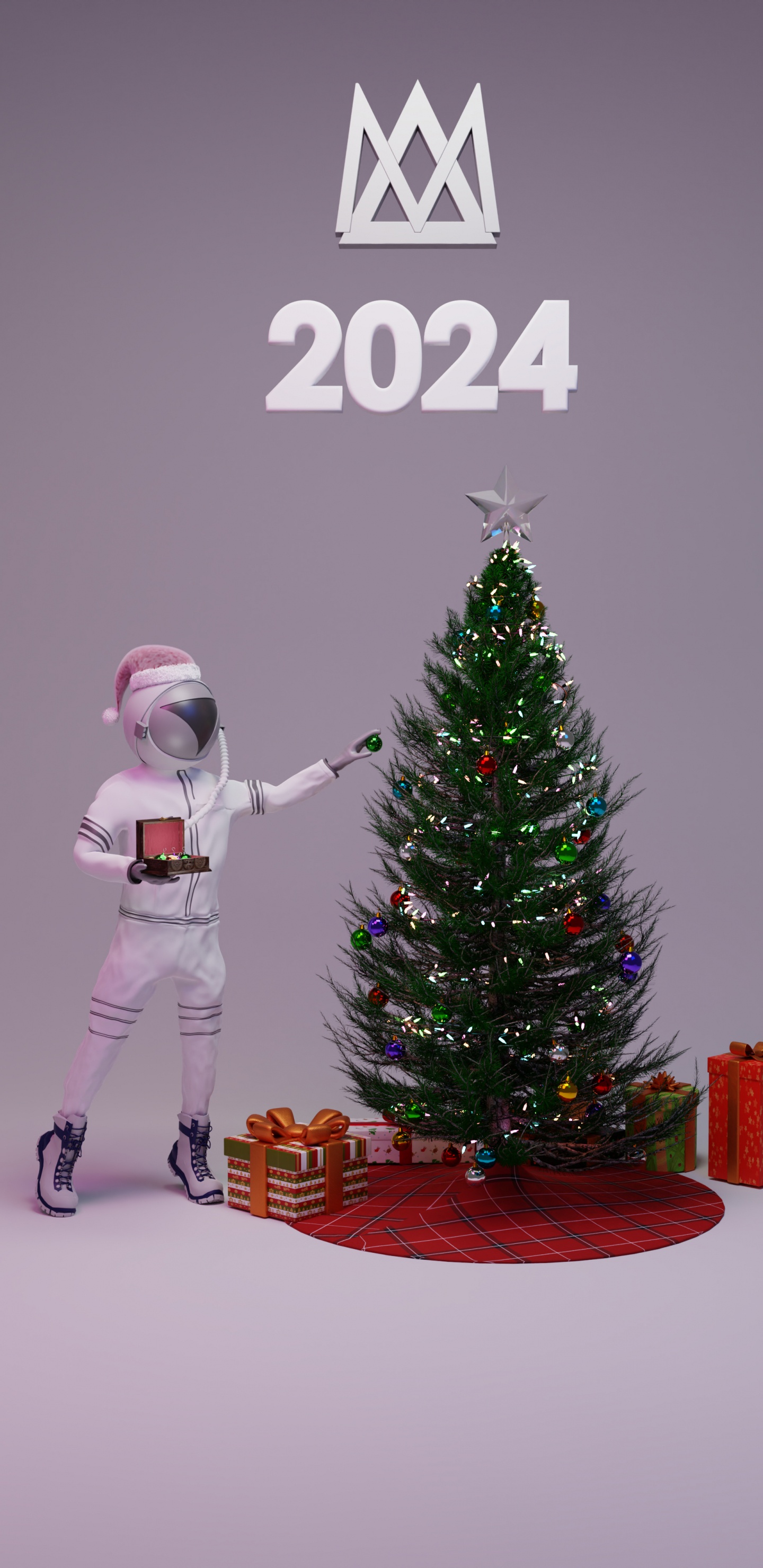 Обои книга, 3d, огни, Новый год, комната в разрешении 1440x2960