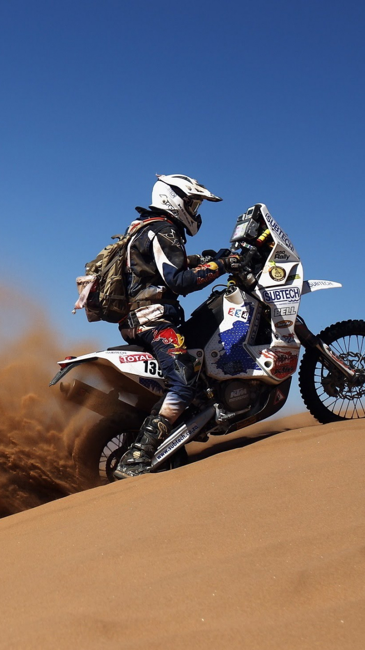 Обои мотоцикл, мотокросс, сплочение, мотоспорт, песок в разрешении 750x1334
