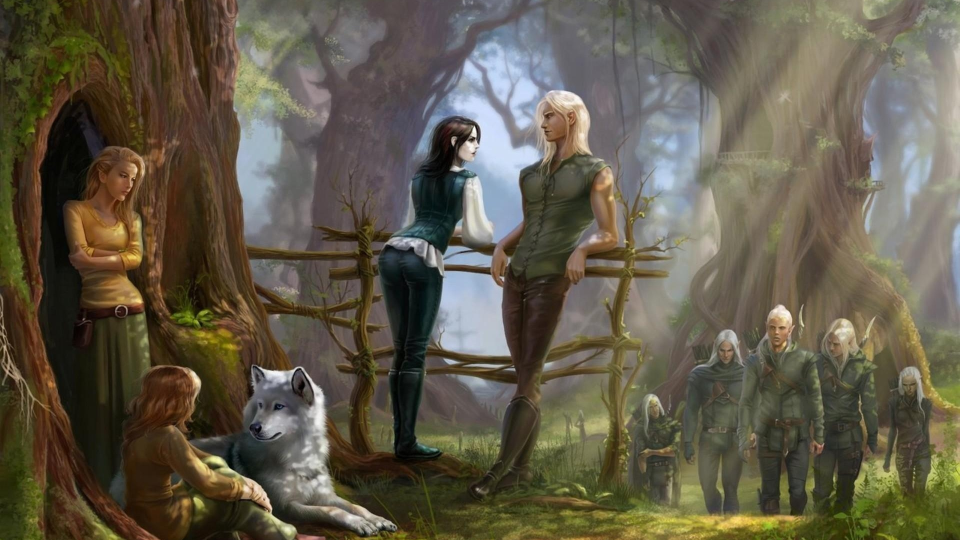 Обои лес, мифология, живопись, дерево, лесистая местность в разрешении 1920x1080