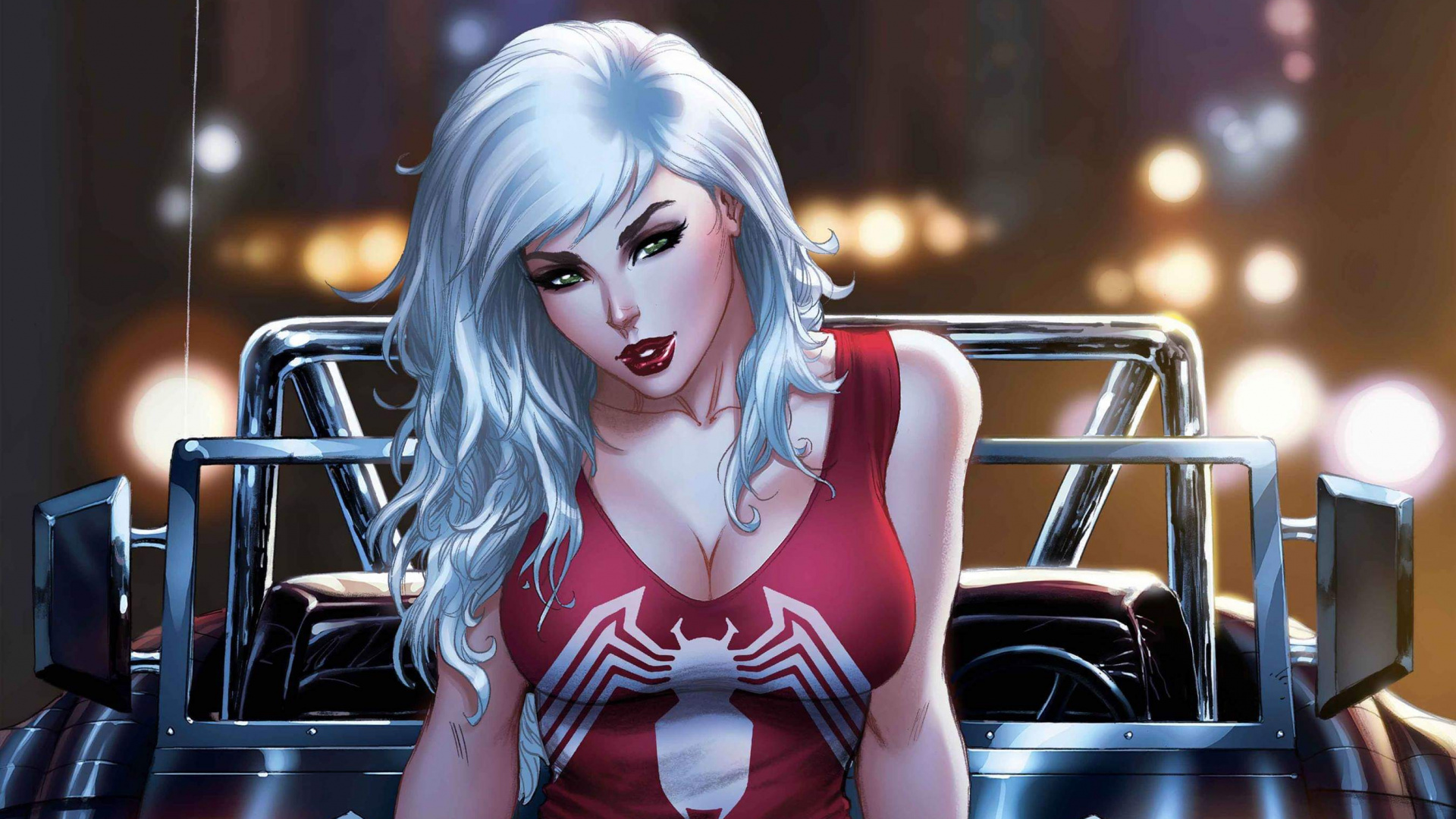 Обои Фелиция Харди, человек-паук, веном, симбионт, комиксы Марвел в разрешении 1920x1080