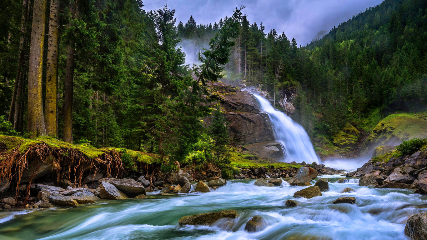 Обои Кримль, водопад, водоем, гидроресурсы, природа в разрешении 1366x768