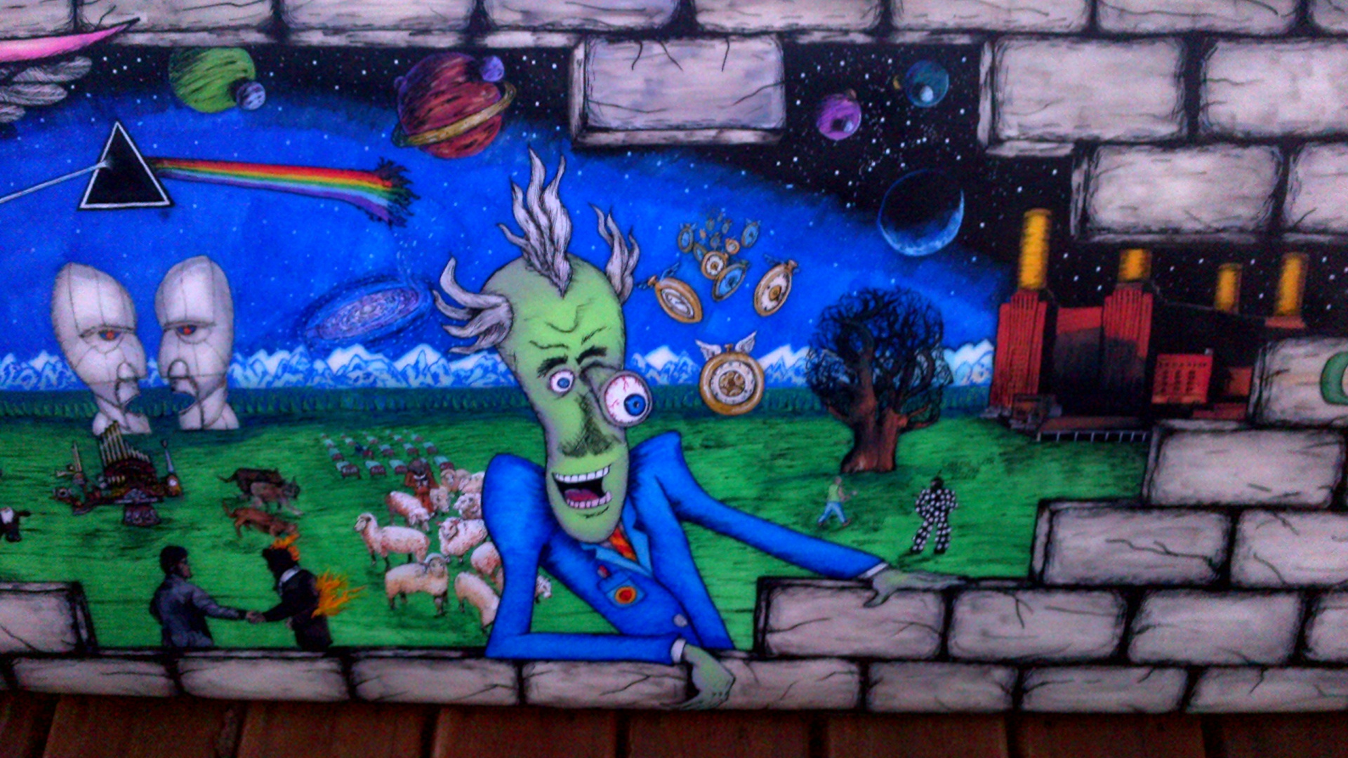 Обои Pink Floyd, Берлинская стена, прогрессивный рок, арт, художественный музей в разрешении 1920x1080