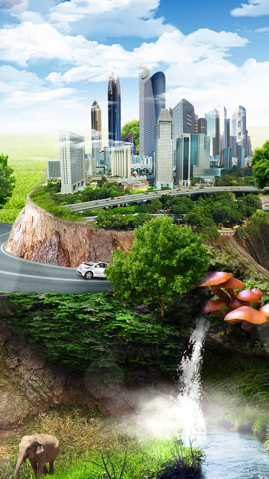 Обои техника природа и фэнтези, природа, арт, живопись, облако в разрешении 1080x1920