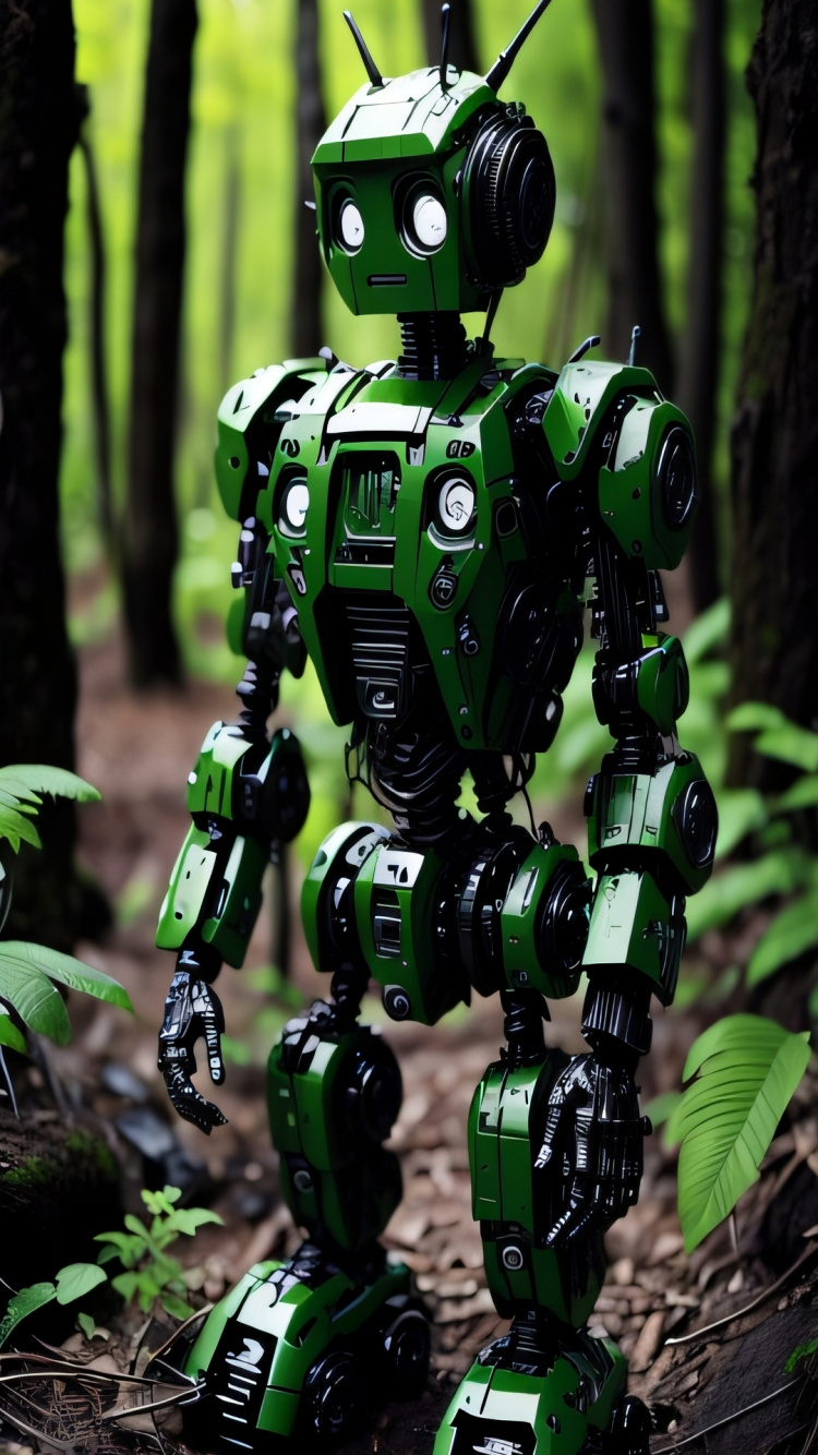 Обои робот, ботаники, наземное растение, машина, дерево в разрешении 750x1334