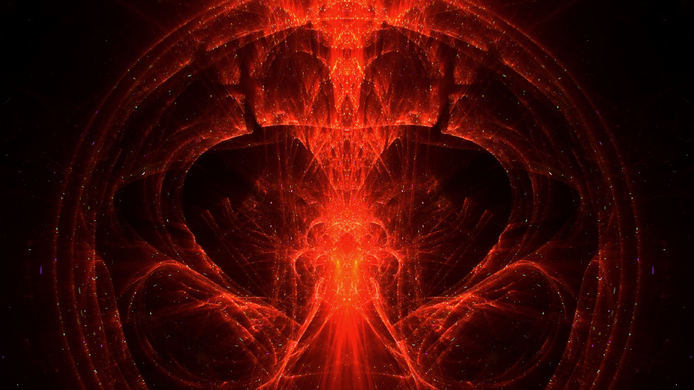 Обои арт, фрактальное искусство, вода, симметрия, Апельсин в разрешении 1366x768