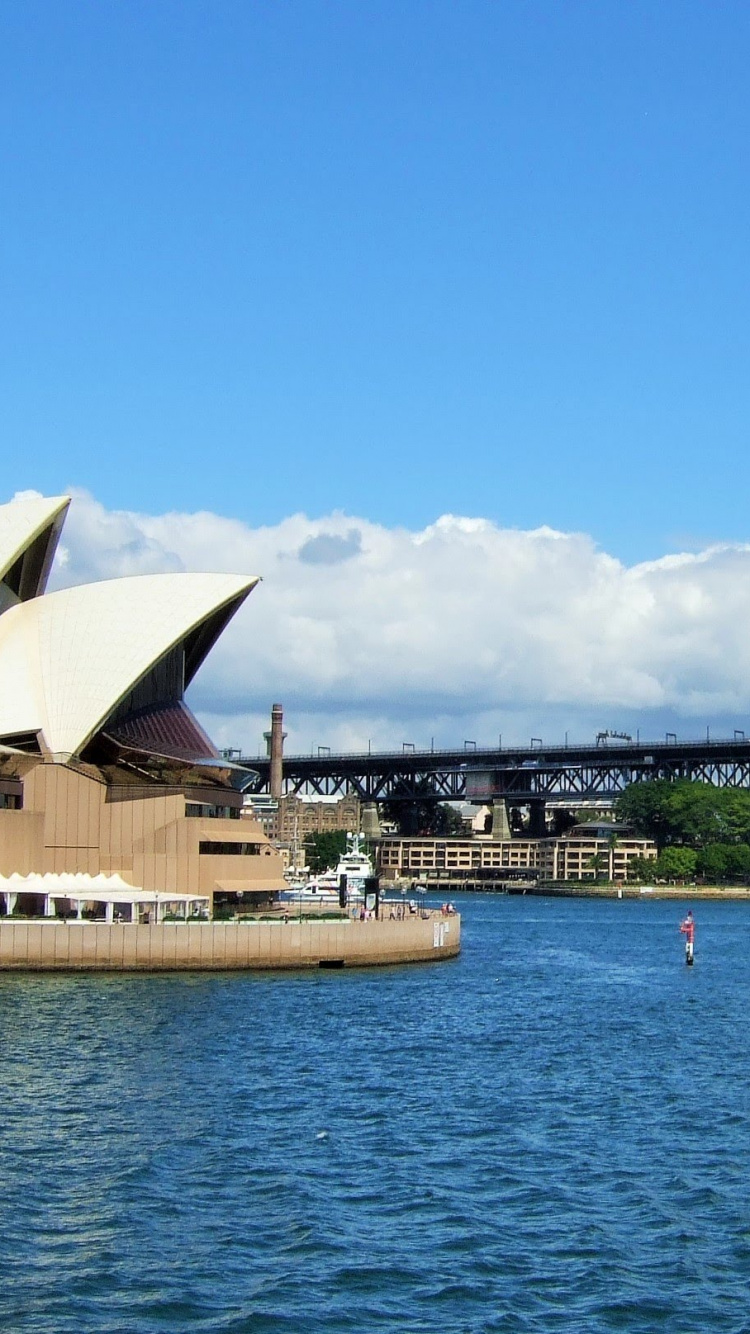 Обои сиднейский оперный театр, мост Харбор Бридж, путешествие, туризм, достопримечательность в разрешении 750x1334
