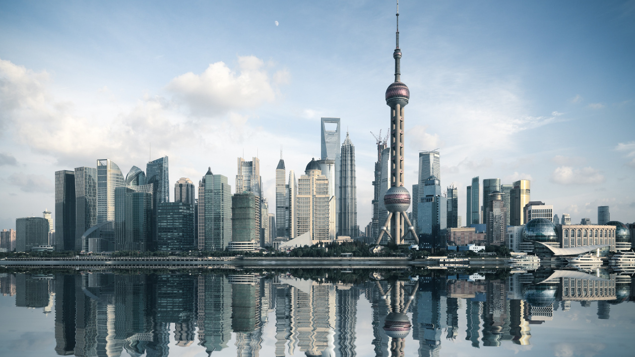 Обои линия горизонта, городской пейзаж, город, небоскреб, городской район в разрешении 1280x720