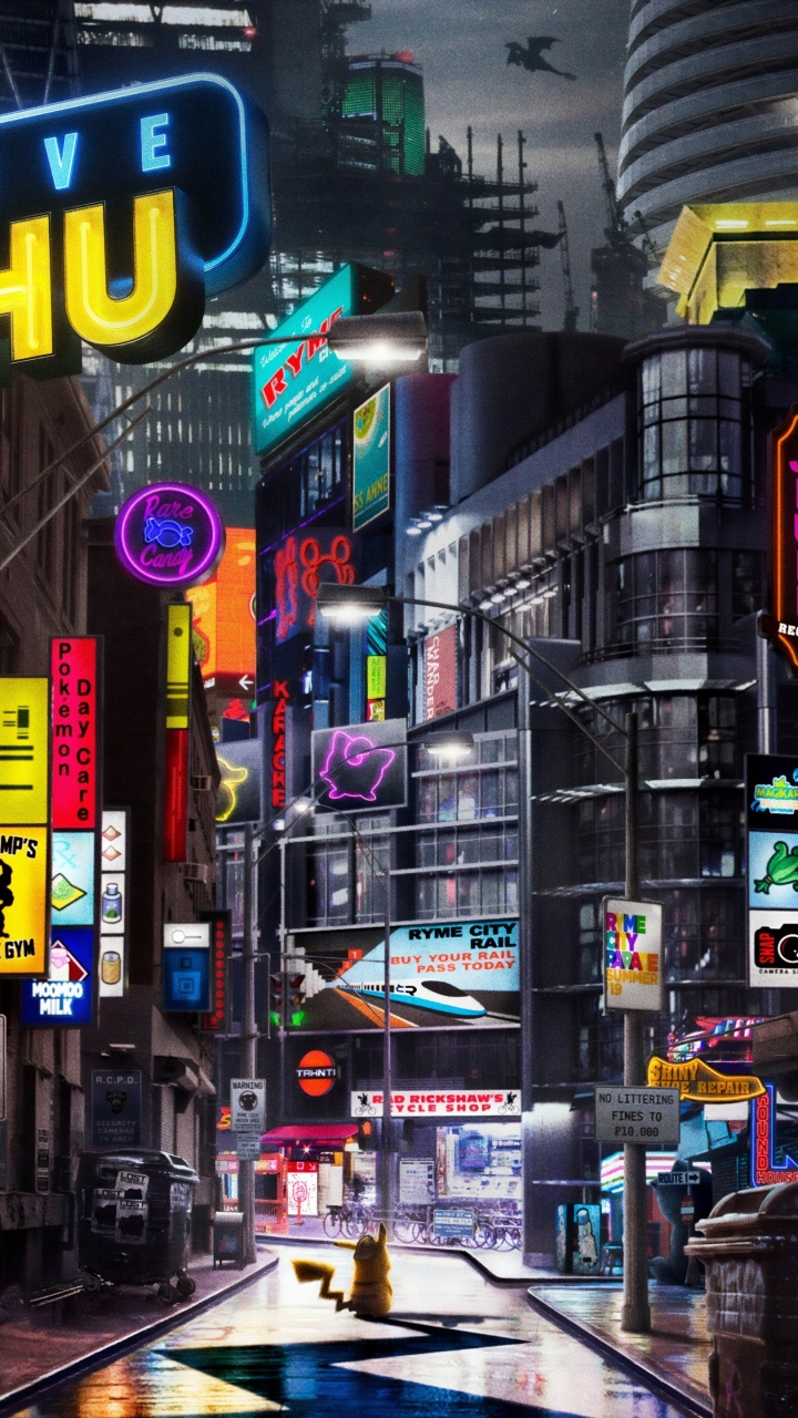 Обои Сайт Pokmon Детектив Пикачу, Тим Гудман, Детектив Пикачу, постер, ручной багаж в разрешении 720x1280