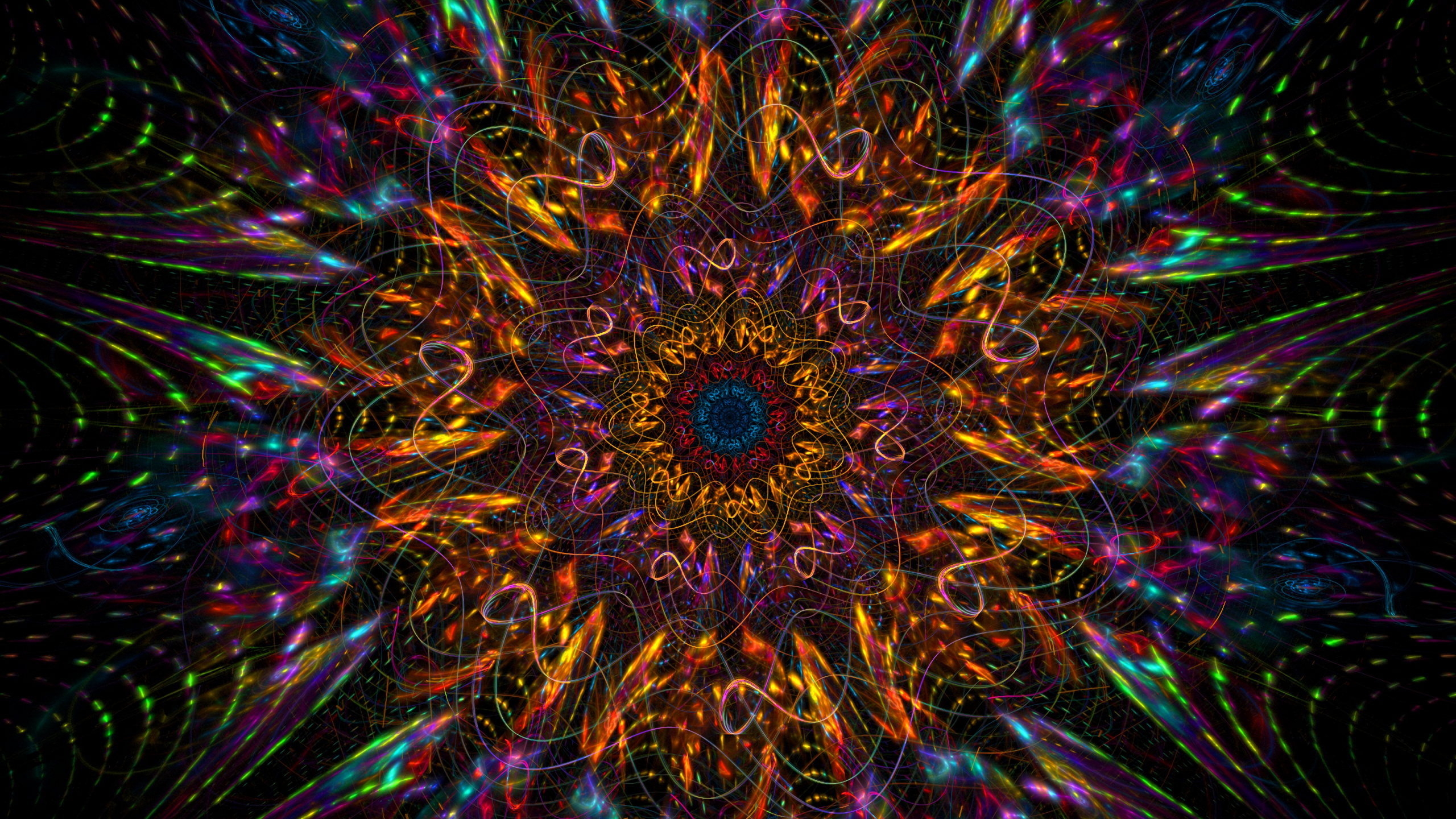Обои узор, фрактал, калейдоскоп, психоделическое искусство, фрактальное искусство в разрешении 2560x1440