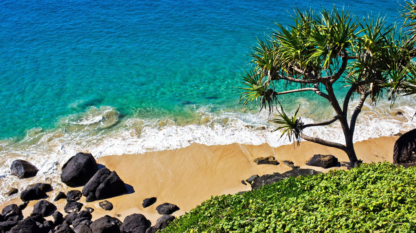 Обои берег, побережье, море, пляж, туризм в разрешении 1366x768