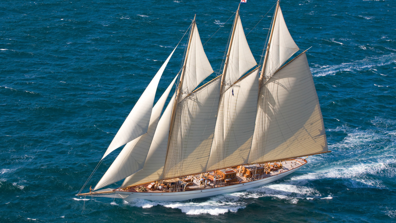 Обои яхта, шхуна, лодка, мореплавание, парусник в разрешении 1280x720