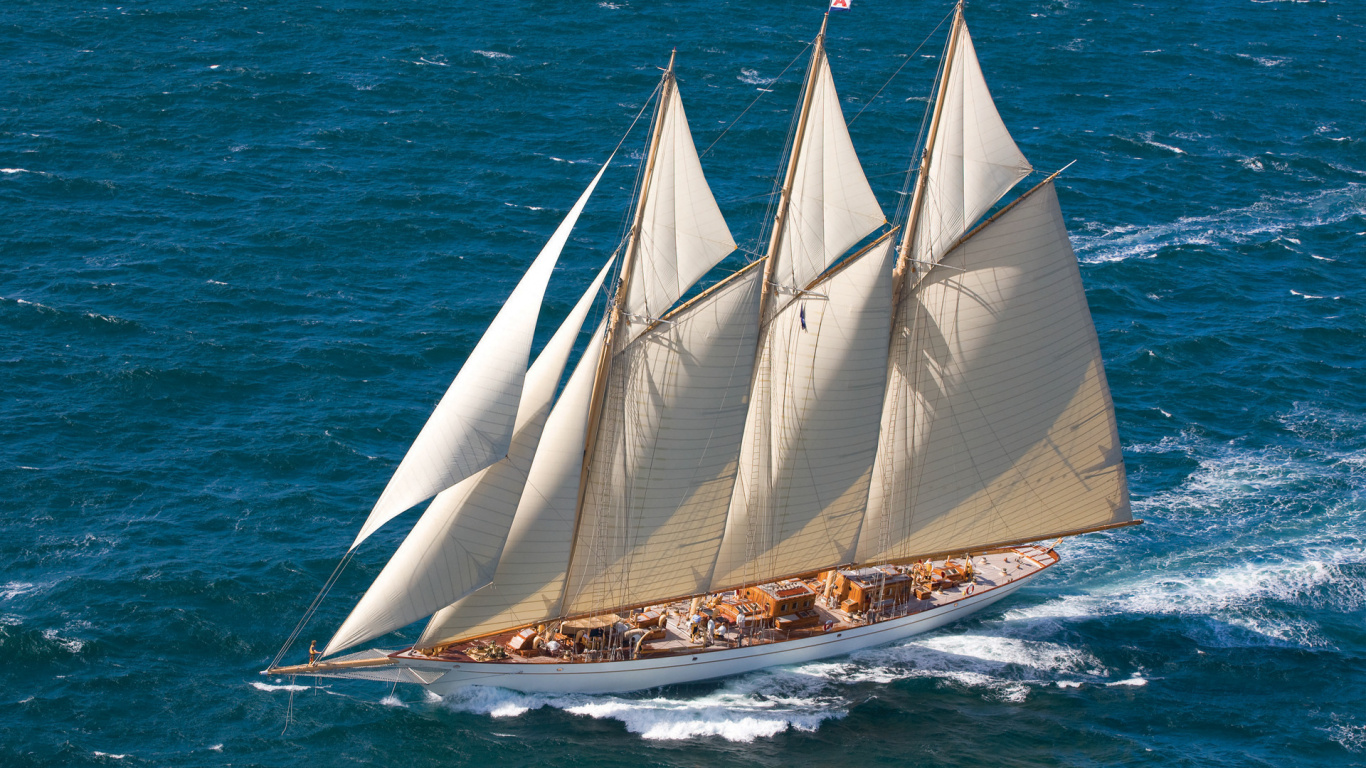 Обои яхта, шхуна, лодка, мореплавание, парусник в разрешении 1366x768