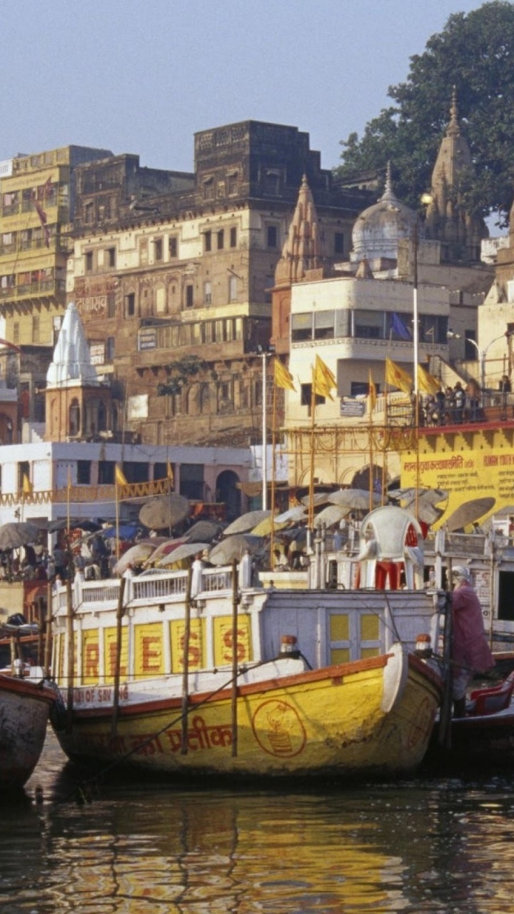 Обои Варанаси, туризм, турагент, путешествие, перевозка воды в разрешении 720x1280