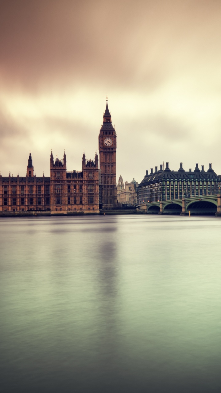 Обои Биг Бен, ориентир, вода, отражение, город в разрешении 720x1280