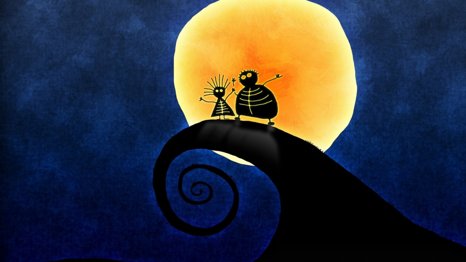 Обои освещение, уги буги, пространство, Джек скеллингтон, луна в разрешении 1920x1080
