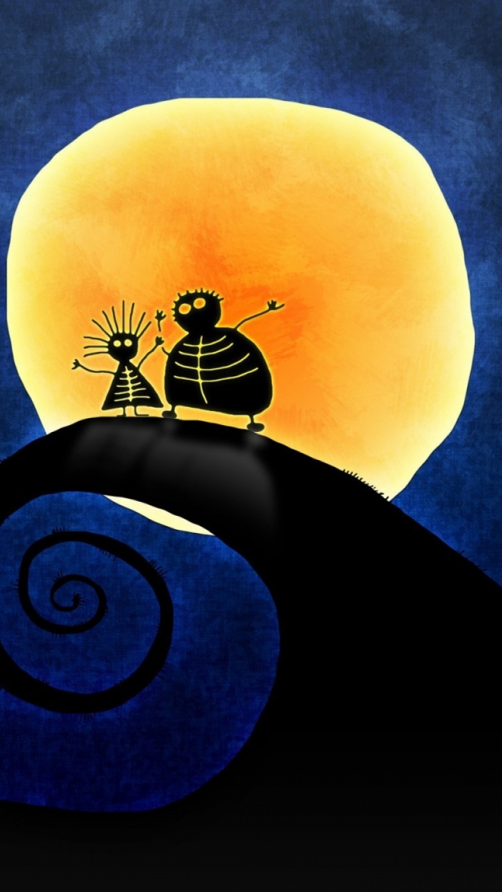 Обои освещение, уги буги, пространство, Джек скеллингтон, луна в разрешении 720x1280