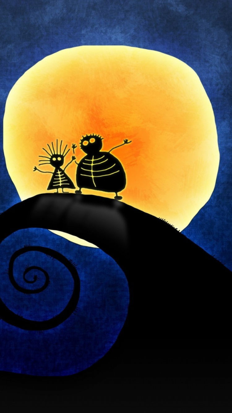 Обои освещение, уги буги, пространство, Джек скеллингтон, луна в разрешении 750x1334