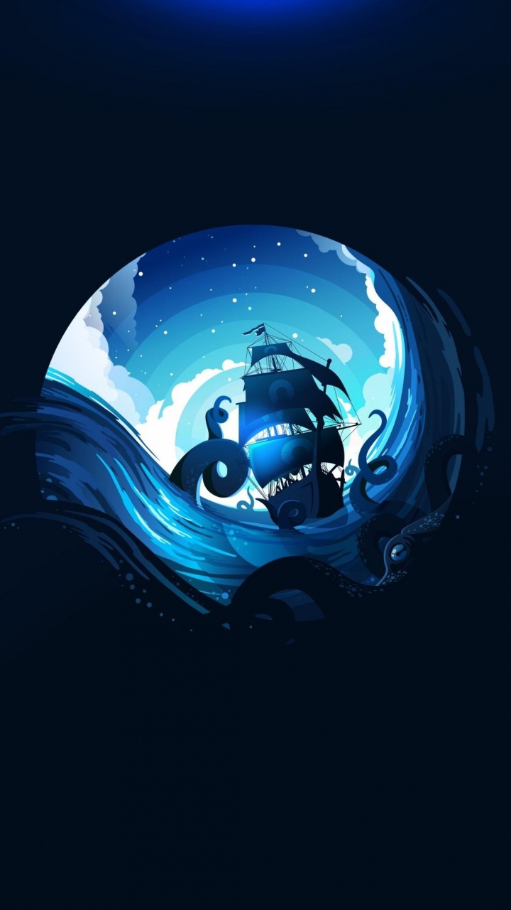 Обои андрей прокопенко иллюстрация, иллюстрация, графика, рисование, морское чудовище в разрешении 720x1280