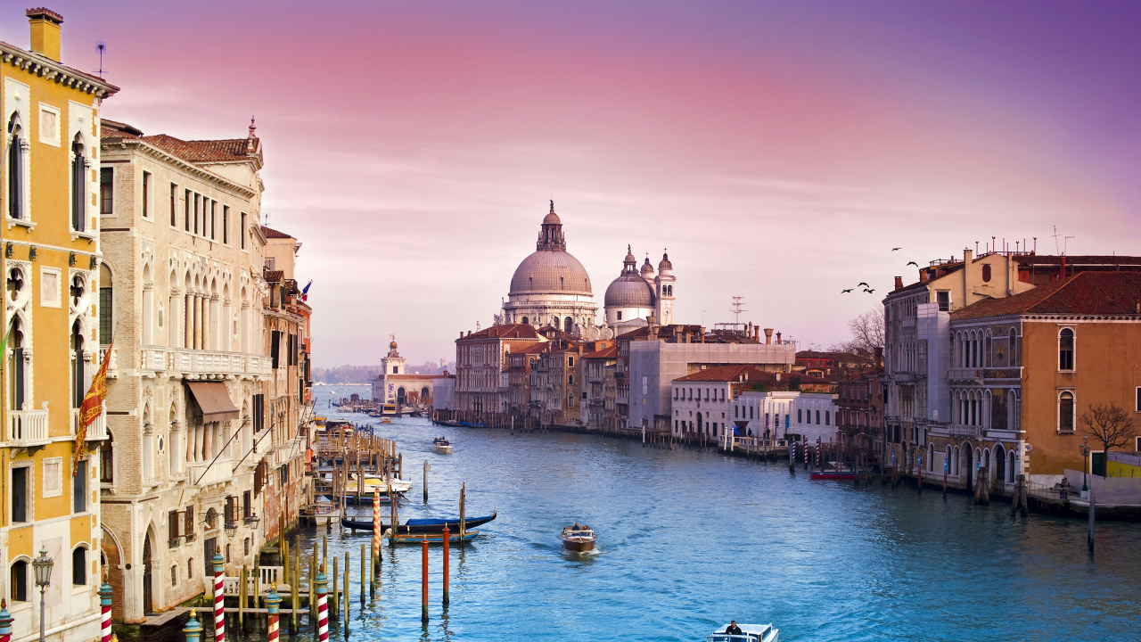 Обои Гранд-канал, канал, водный путь, гондола, вода в разрешении 1280x720