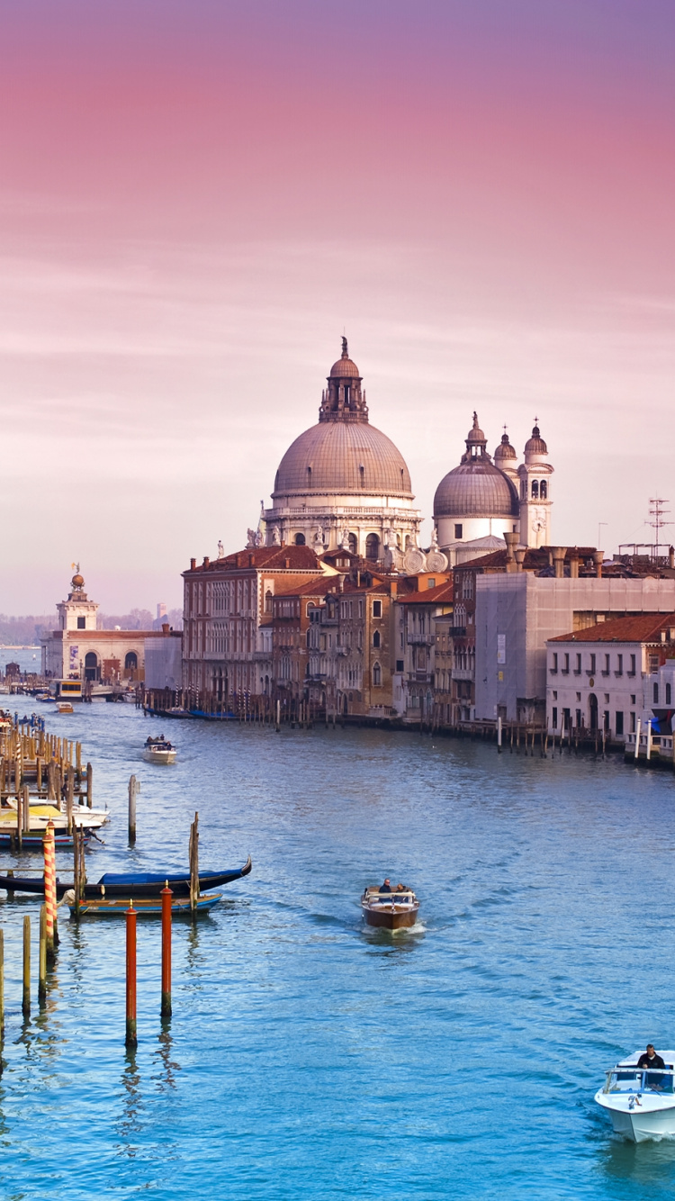 Обои Гранд-канал, канал, водный путь, гондола, вода в разрешении 750x1334